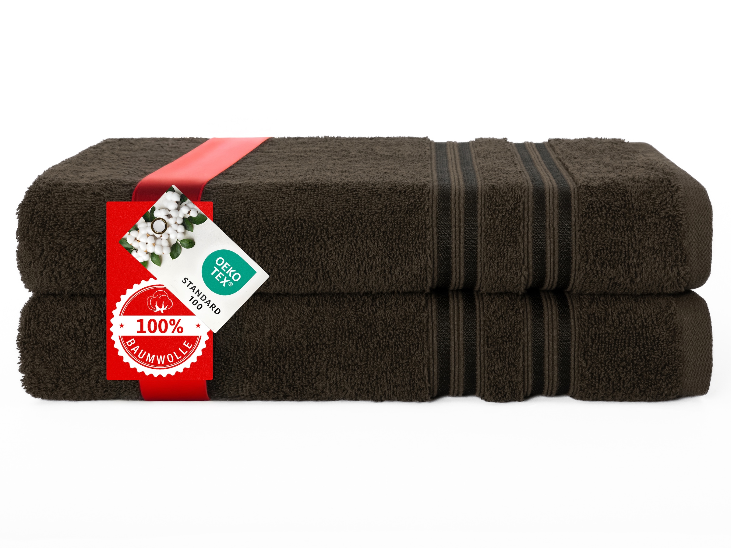 HAMMETEX Duschtuch »2er Set Badetücher 70x140 cm, 100% Baumwolle, Weich & Saugstark«, (Set, 2 St., 2), mit Bordüre, einfarbig, weich