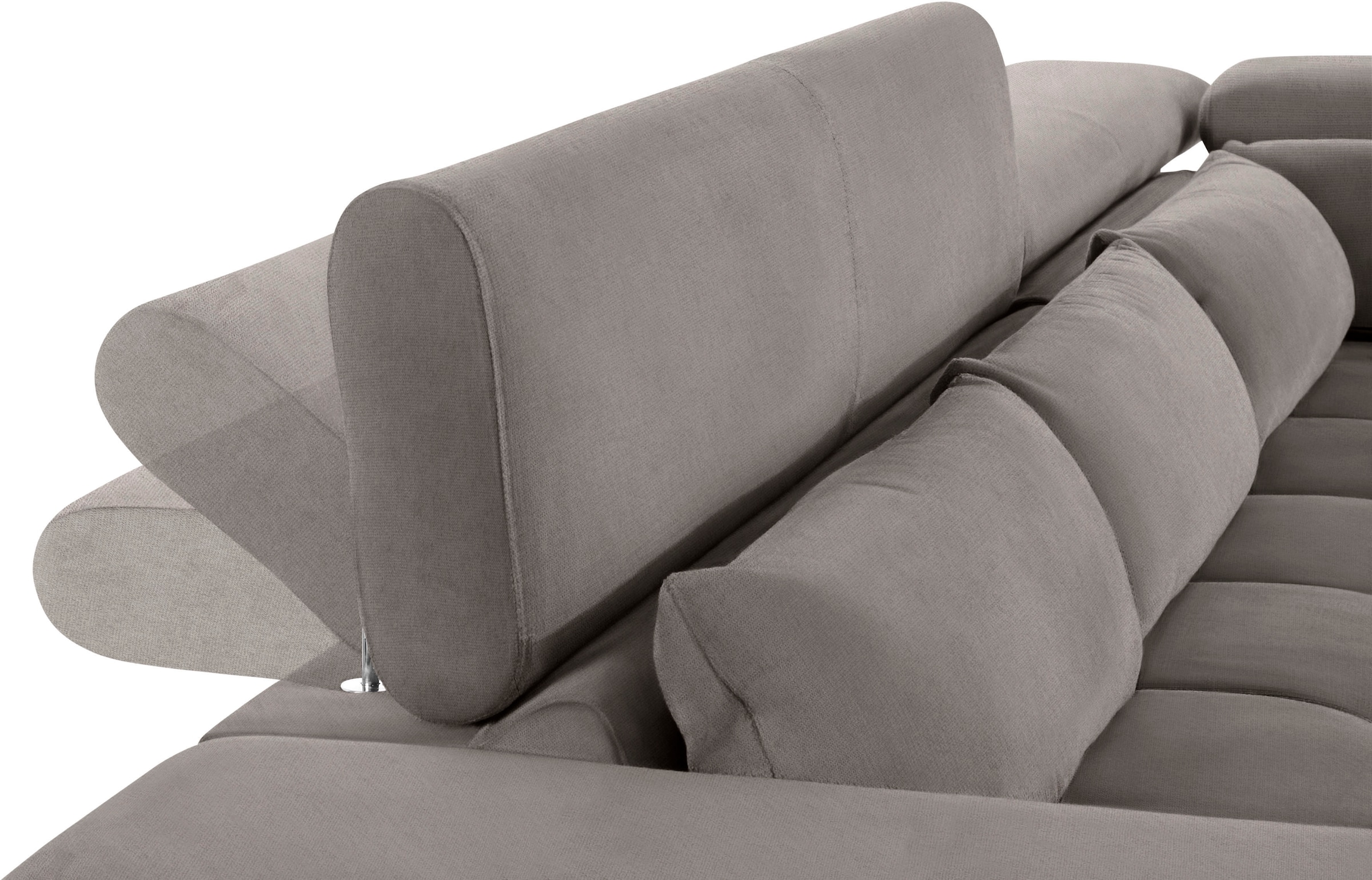 COTTA Ecksofa »Orion L-Form«, mit Kopfteilverstellung & 5 Nierenkissen