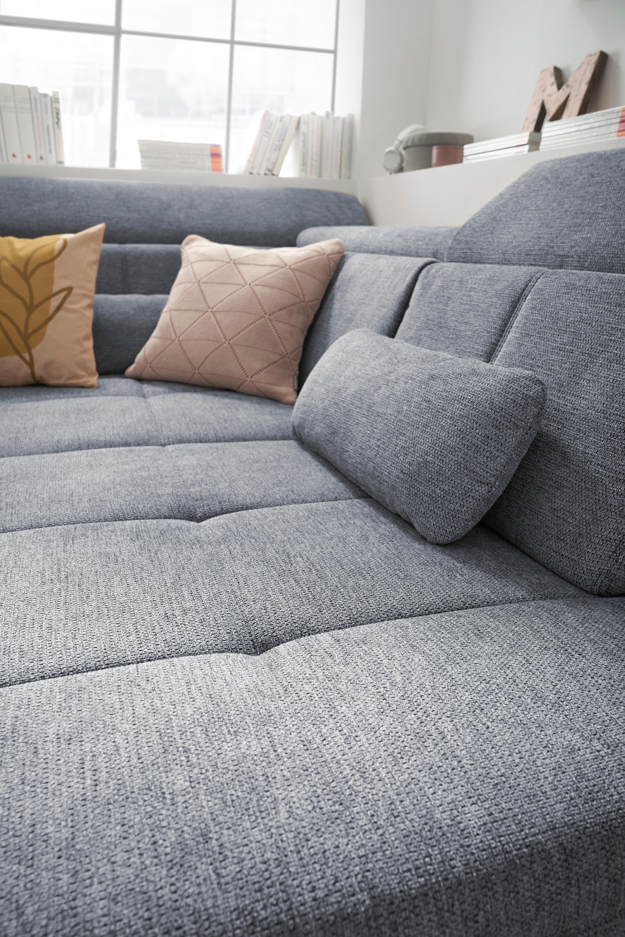 set one by Musterring Ecksofa »SO 3400, Komfortsitzhöhe 47cm oder 49cm, inkl. Sitztiefenverstellung«, verschiedene Funktionen, Kaltschaumpolsterung, Stellmaße 220 x 317 cm