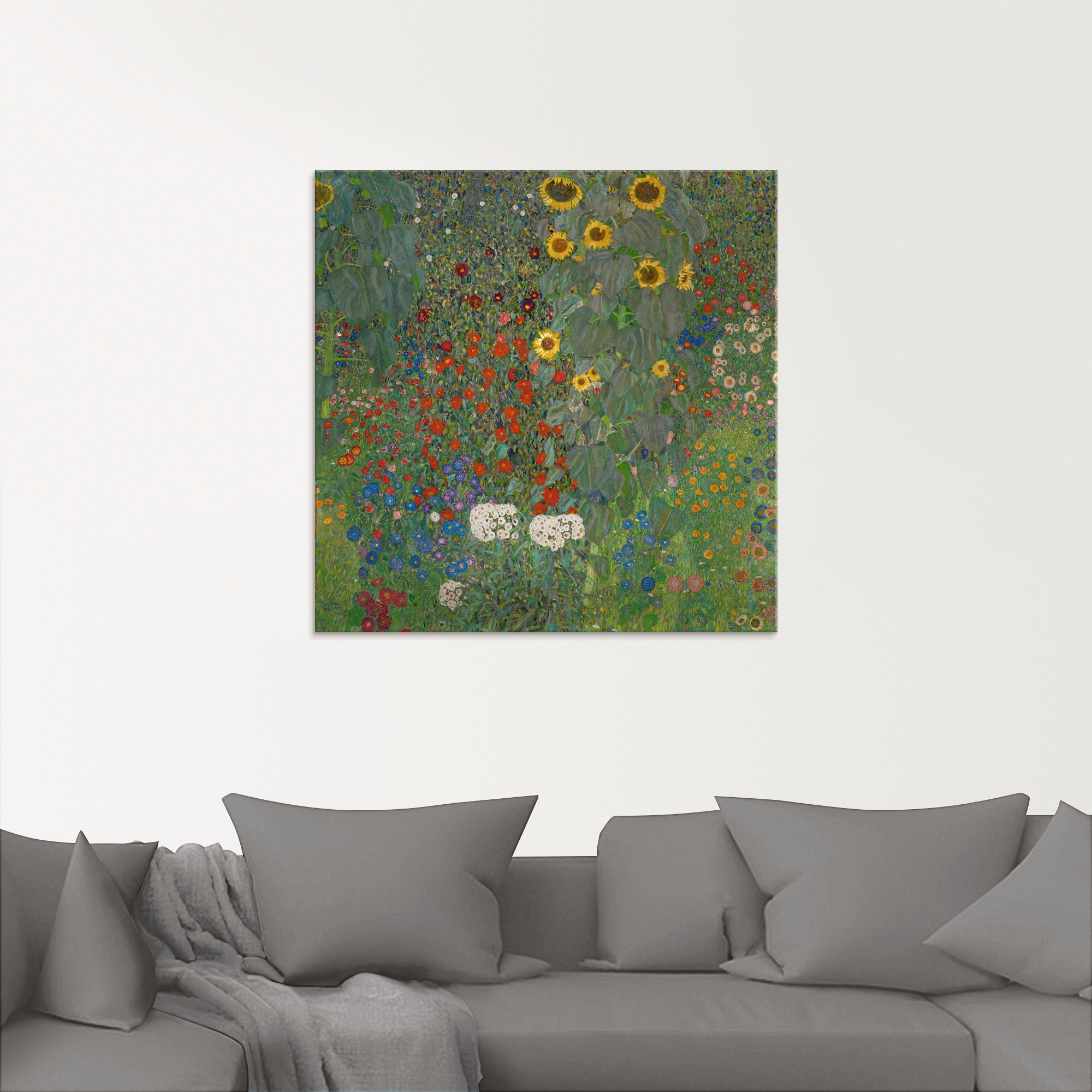 Artland Glasbild »Garten mit Sonnenblumen«, Blumenwiese, (1 St.), in verschiedenen Größen