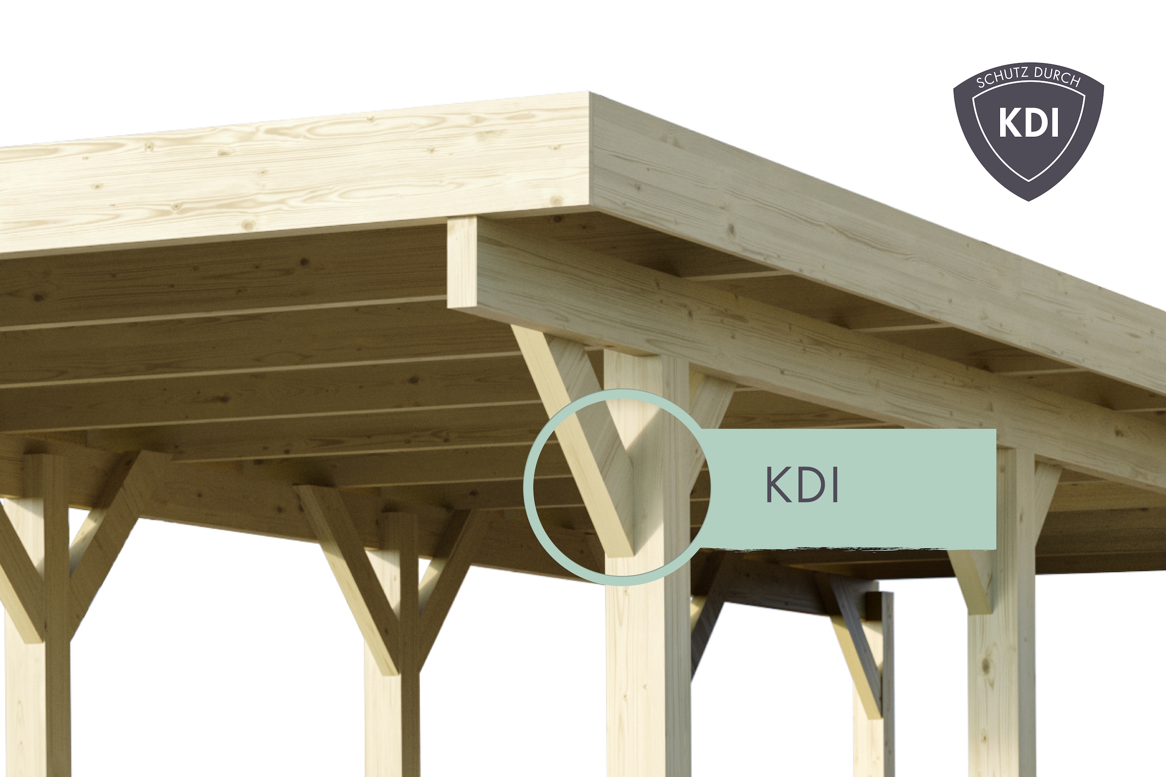 Karibu Doppelcarport »»ECO 2 SET« Variante B, AKTION kdi«, Masivholz, 509 cm, KDI, mit integriertem Abstellraum groß, 1 Rückwand