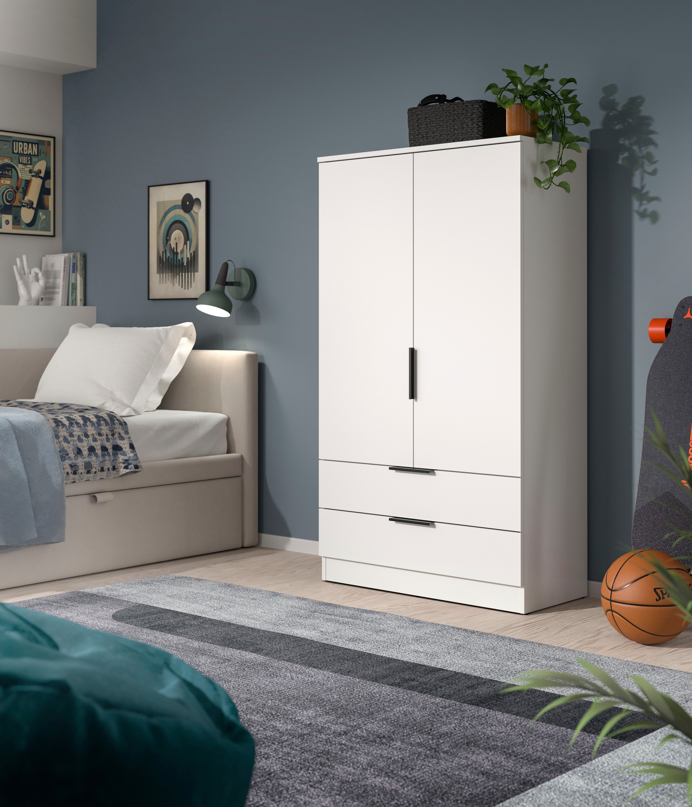 Home affaire Wäscheschrank »SKARDE, TOPSELLER!, Kleiderschrank, Schlafzimmerschrank, Schrank« Höhe: 140 cm, 2 Türen, 2 Schubladen, 1 Kleiderstange, 1 Stk. tlg. OTTO BESTSELLER, Garderobe, Universalschrank, Flurschrank, Schrank