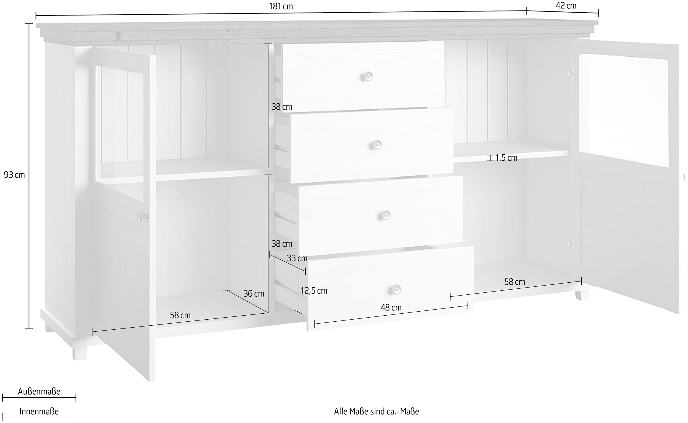 Home affaire Sideboard »Evora«, Breite 181cm