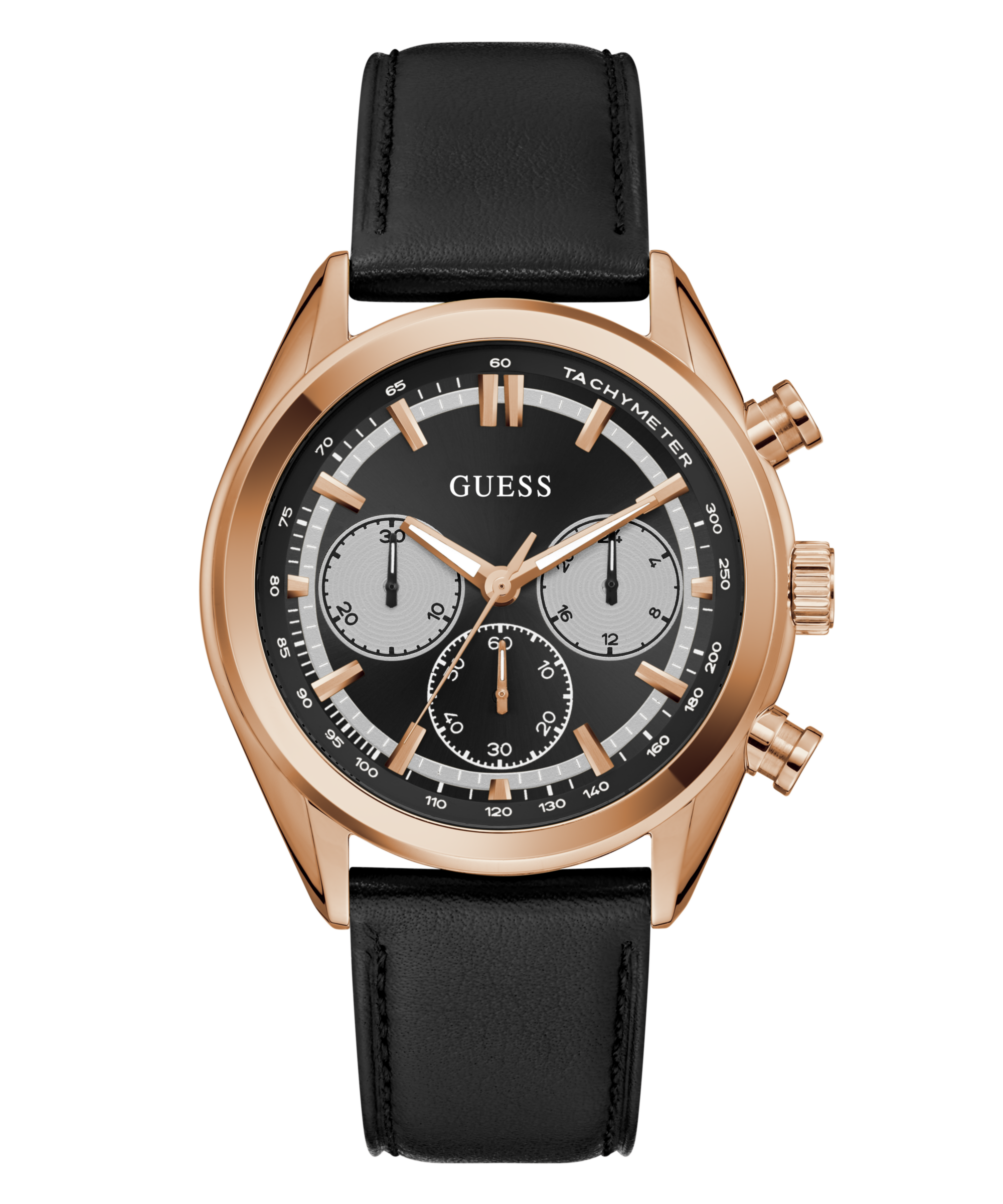 Guess Multifunktionsuhr »DAWSON«, Quarzuhr, Armbanduhr, Herrenuhr, Lederarmband