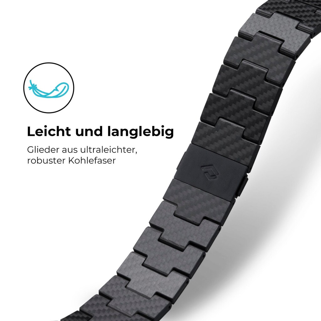 Pitaka Smartwatch-Armband »Carbon Fiber Link Bracelet Retro Band 42-44mm«, (1 tlg.)