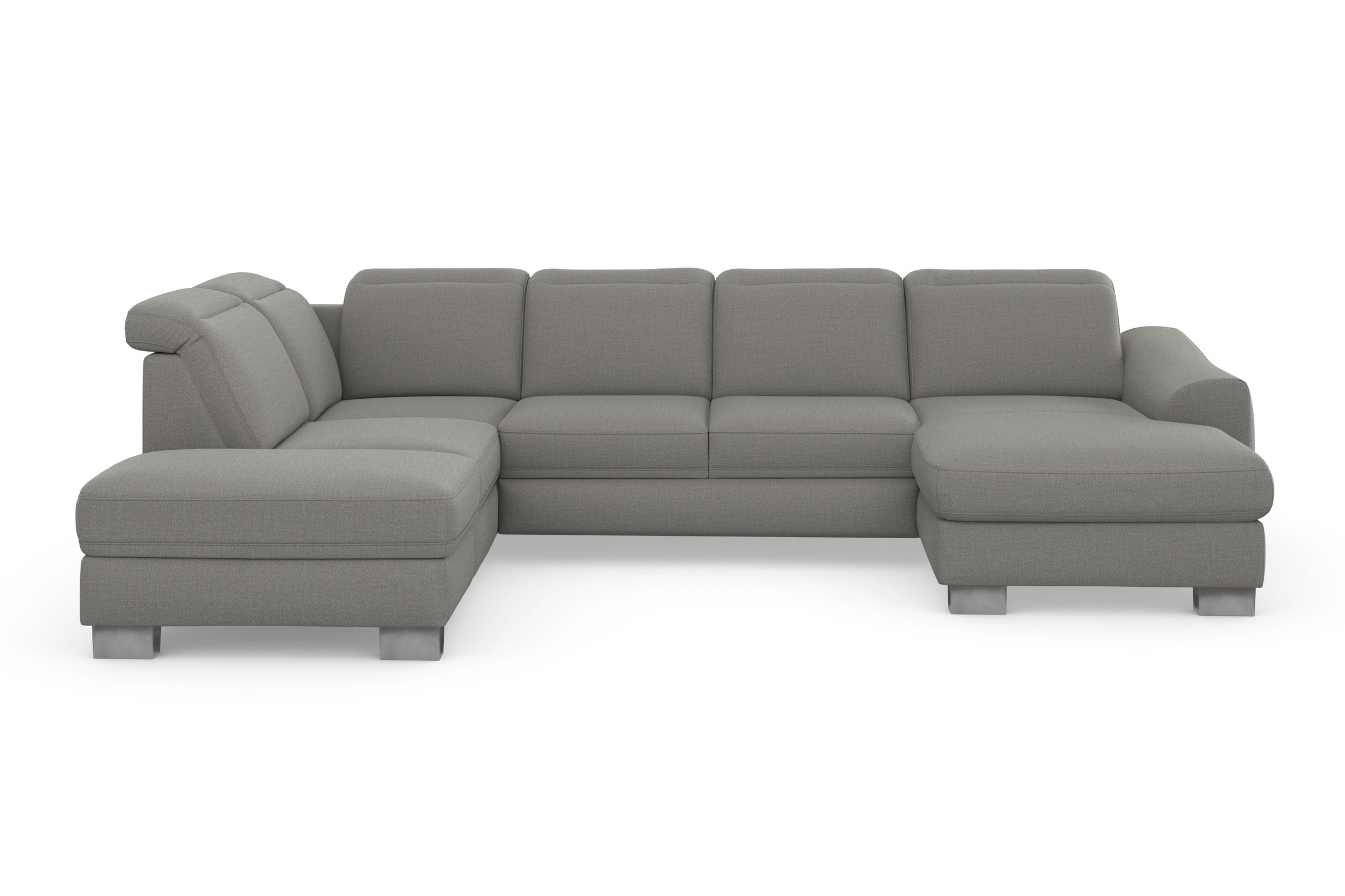 sit&more Wohnlandschaft »Dundee U-Form« mit Federkern und Edelstahlfüßen, wahlweise mit Kopfteilverstellung