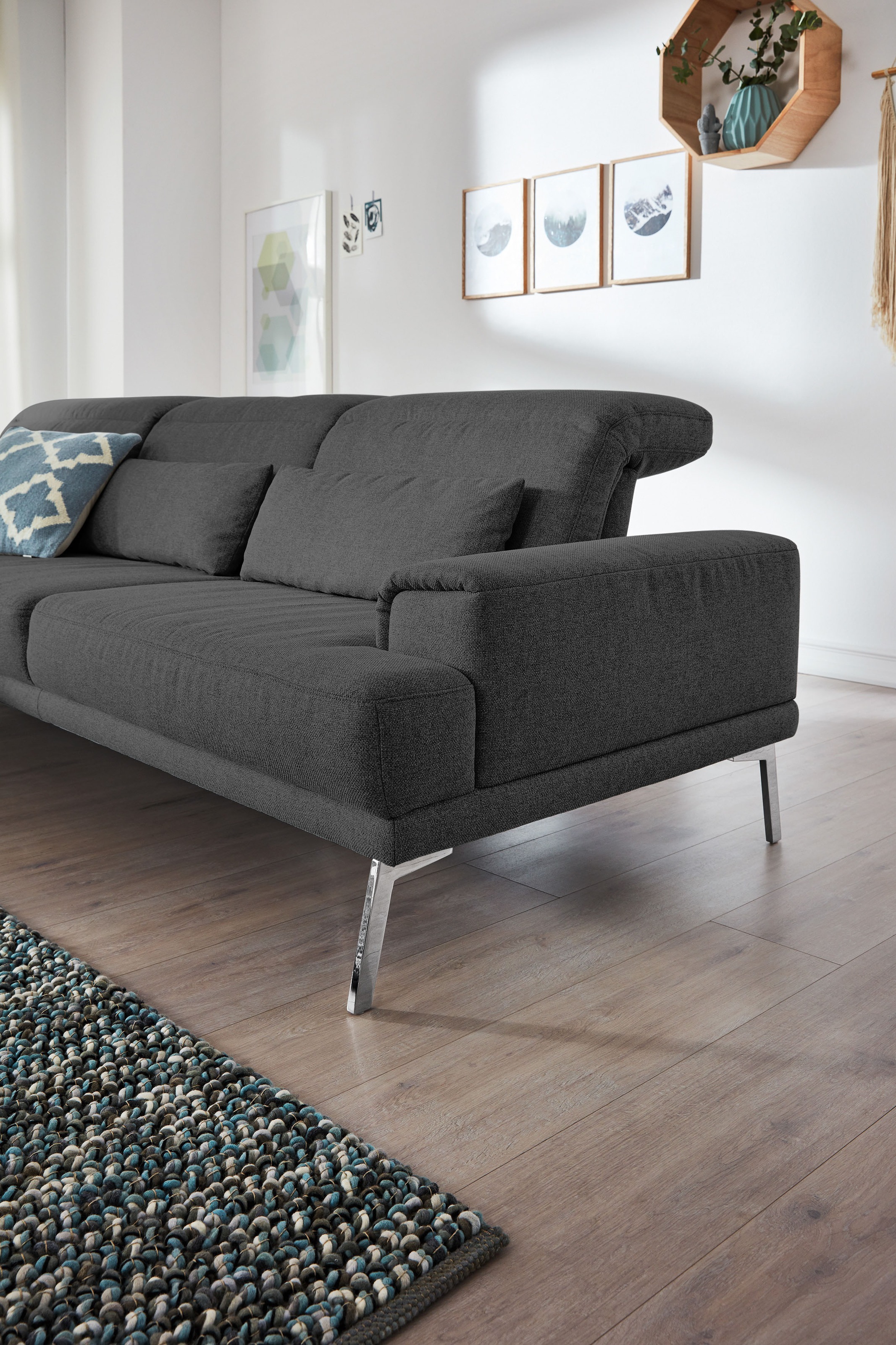 Musterring Ecksofa »MR 4580«, mit Kopf- und Sitztiefenverstellung, Metallfuß chrom, 288 x 193/220cm