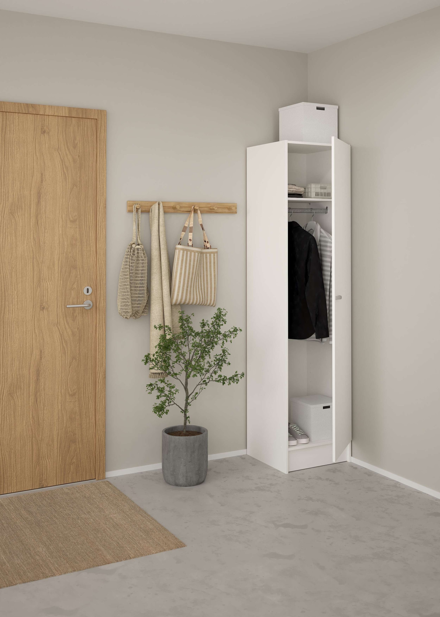 INOSIGN Drehtürenschrank »Focus, Kleiderschrank, Stauraum«, 1 Tür, 4 Einlegeböden, schmal, vielseitig einsetzbar, Breite 49 cm
