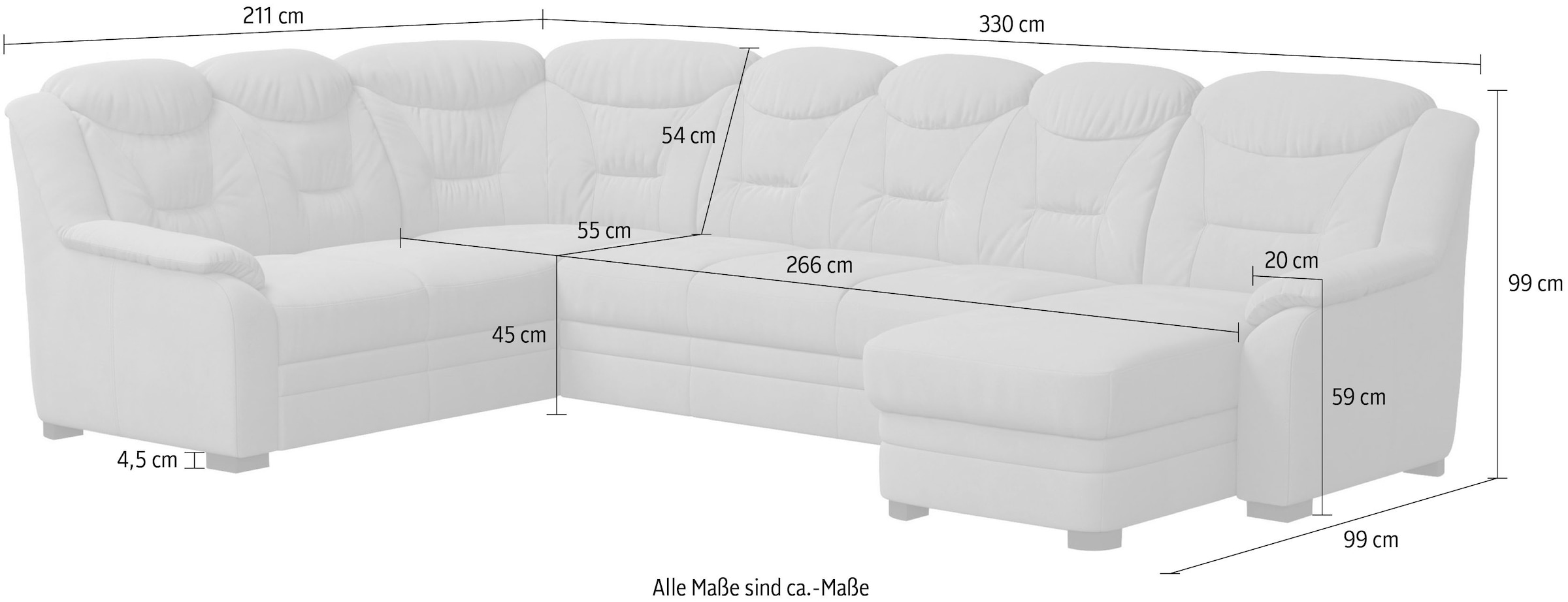 COTTA Wohnlandschaft »Marcus U-Form«, wahlweise mit Bettfunktion & Stauraum