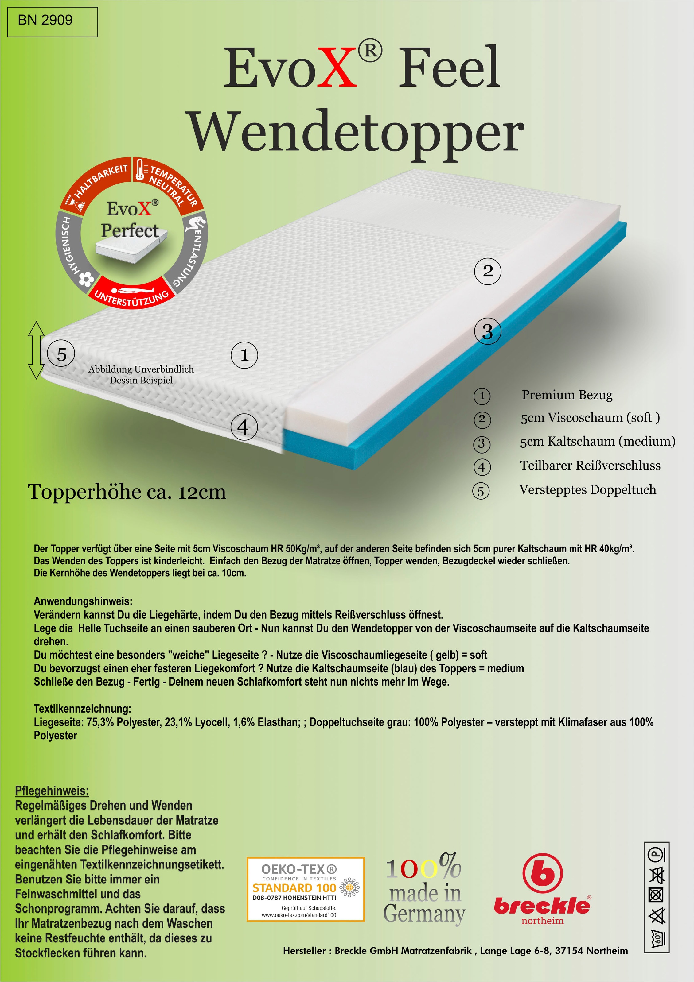 Breckle Northeim Topper »EvoX Feel Wendetopper«, (1 St.), Wendetopper mit  zwei unterschiedlich festen Liegeseiten bequem und schnell bestellen
