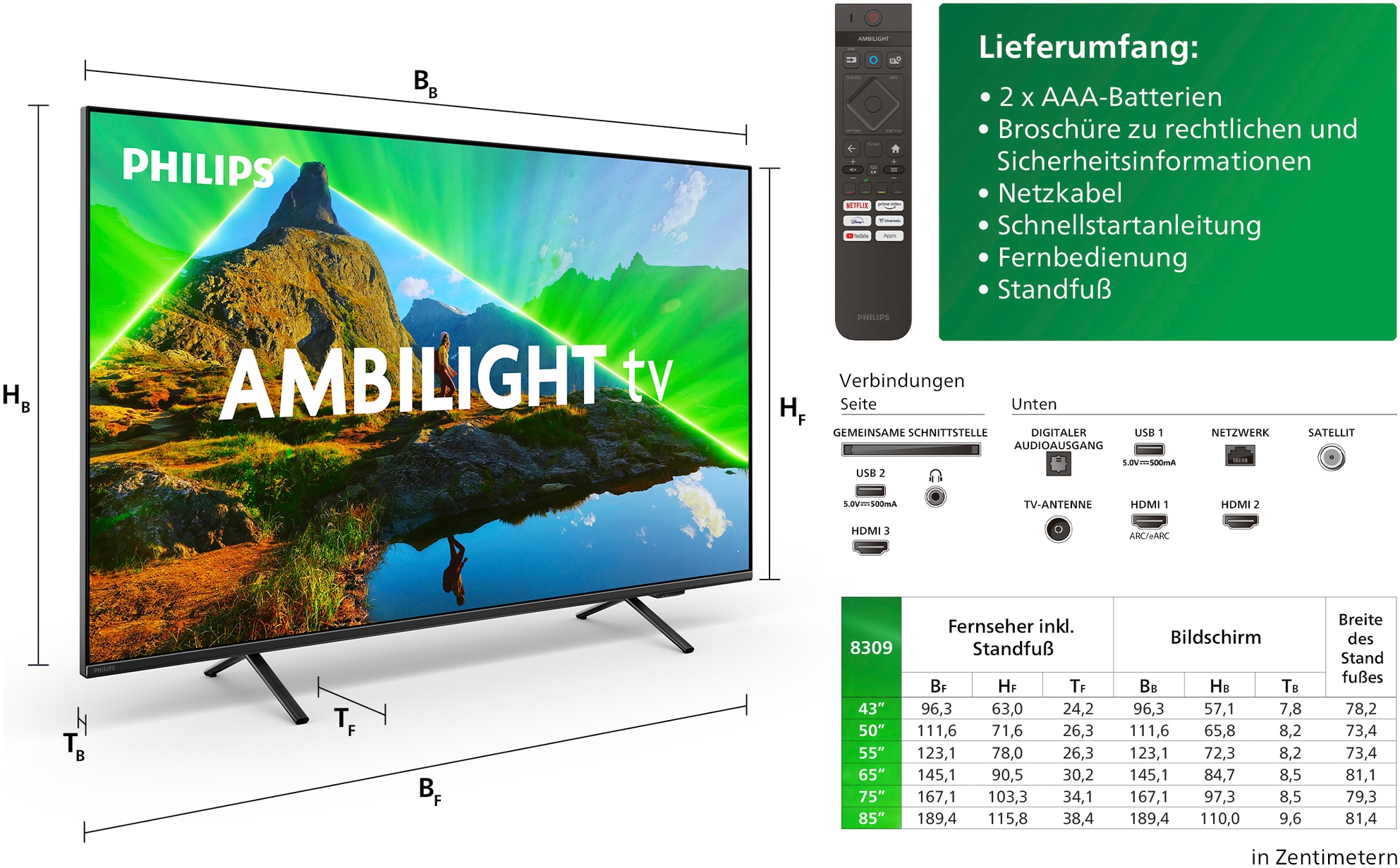 Philips LED-Fernseher »75PUS8309/12«, 4K Ultra HD, Smart-TV