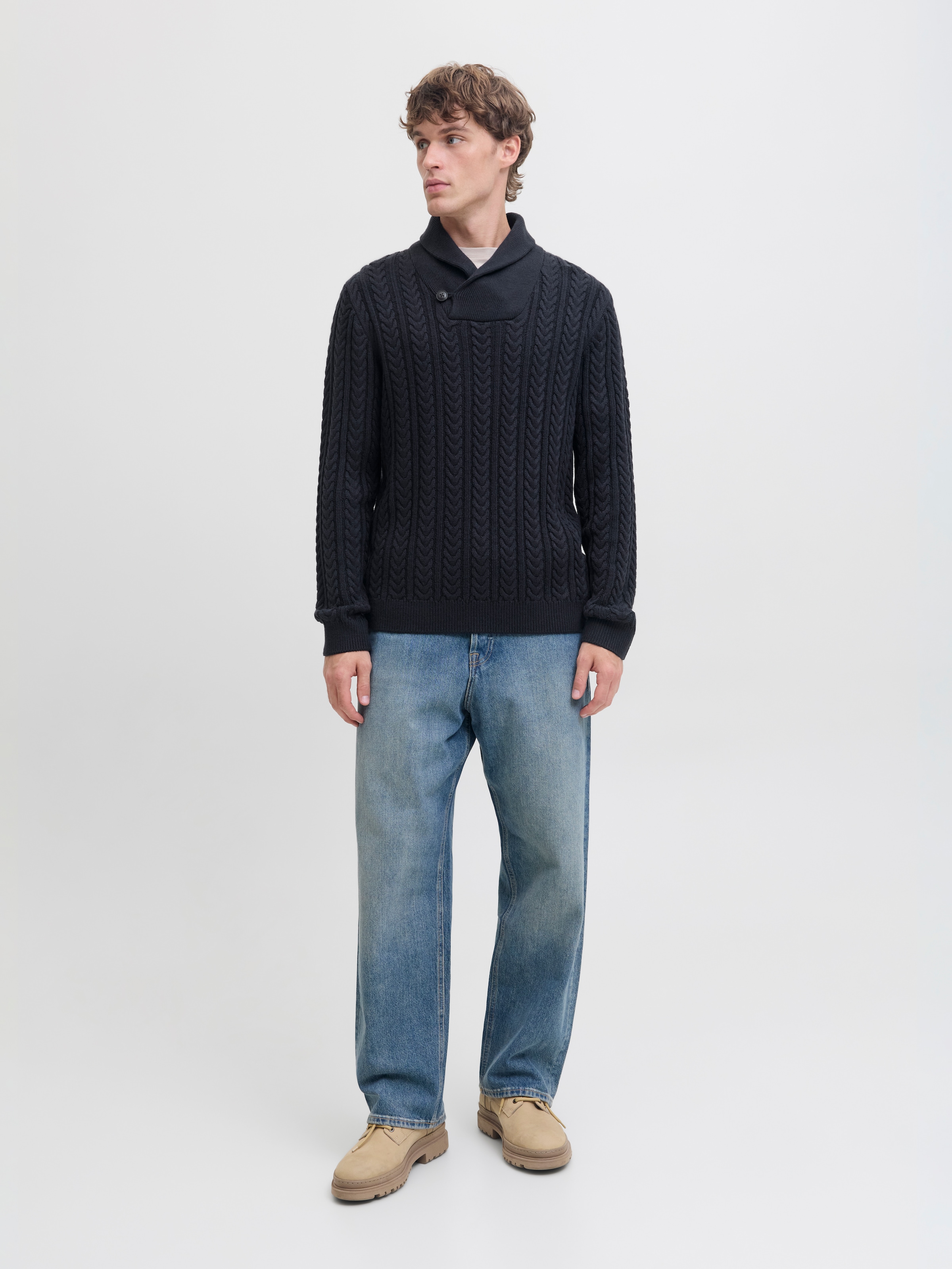 Jack & Jones Strickpullover »JPRBLUSEAN KNIT CABLE SHAWL NECK«