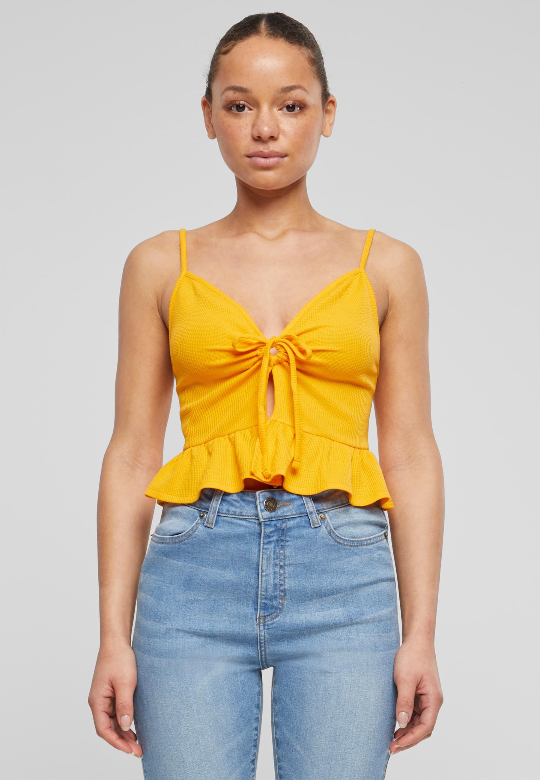 URBAN CLASSICS T-Shirt-BH »Urban Classics Damen Ladies Waffle Pique Ruffle Top«
