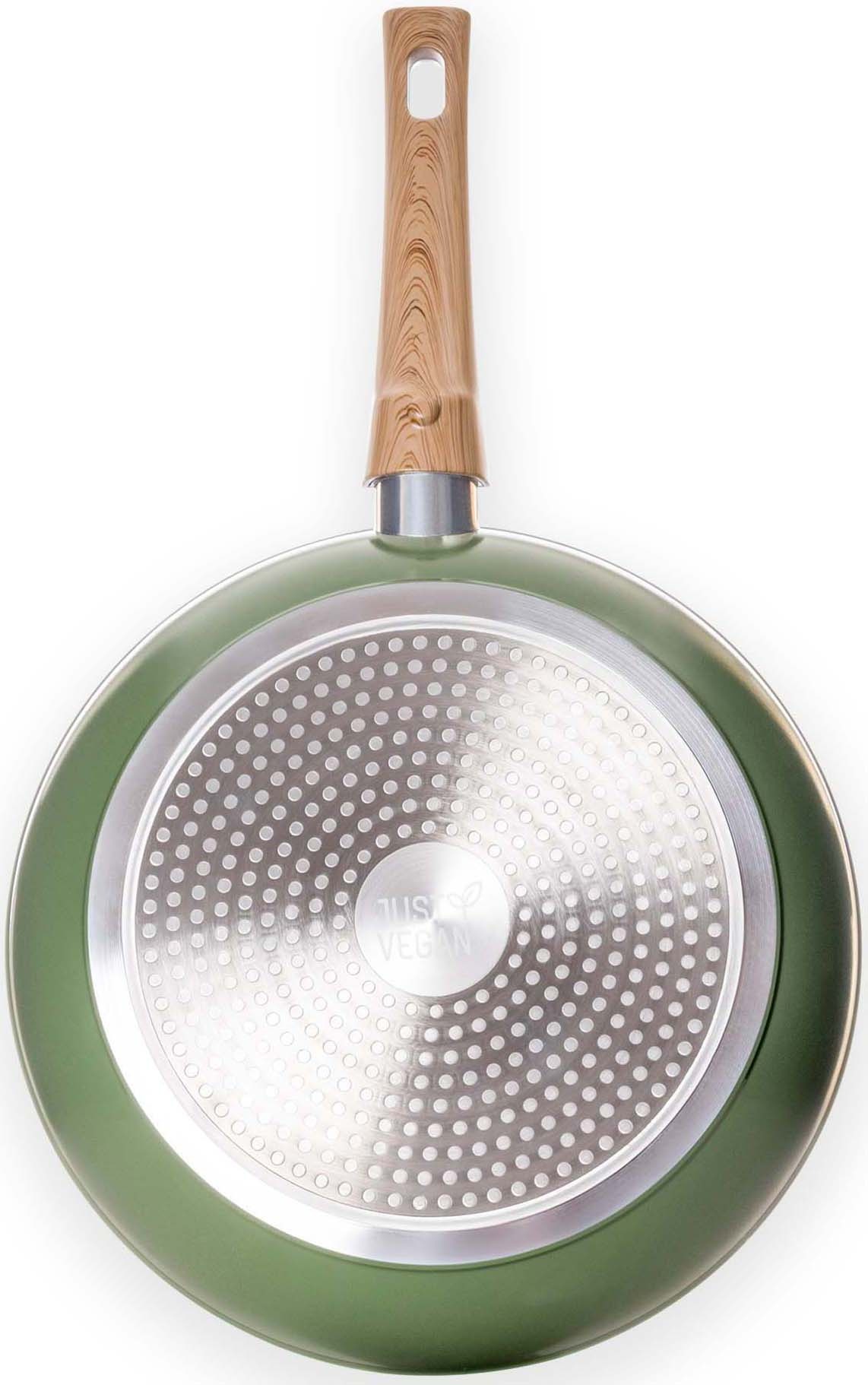 JUST VEGAN Pfannen-Set »CeraVegan«, Aluminium, (Set, 3 tlg.), pflanzliche Keramikbeschichtung abnehmbarer Griff Induktion 20/24/28cm