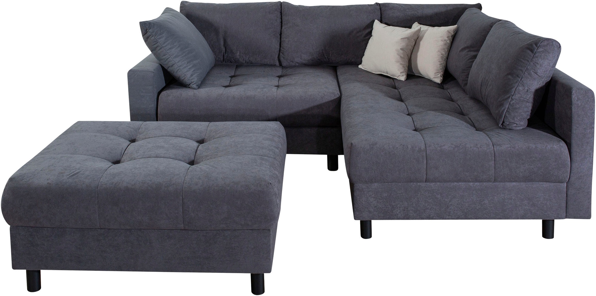 COLLECTION AB Ecksofa »Toni L-Form, B: 215 cm« mit Hocker & 2 Zierkissen, F günstig online kaufen