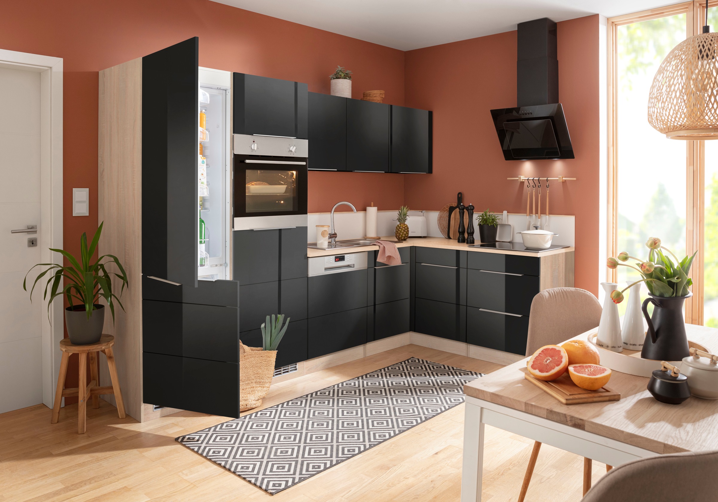 KOCHSTATION Winkelküche »KS-Brindisi Stellbreite 290/170 cm«, wahlweise mit E-Geräten und Induktion, mit MDF-Fronten