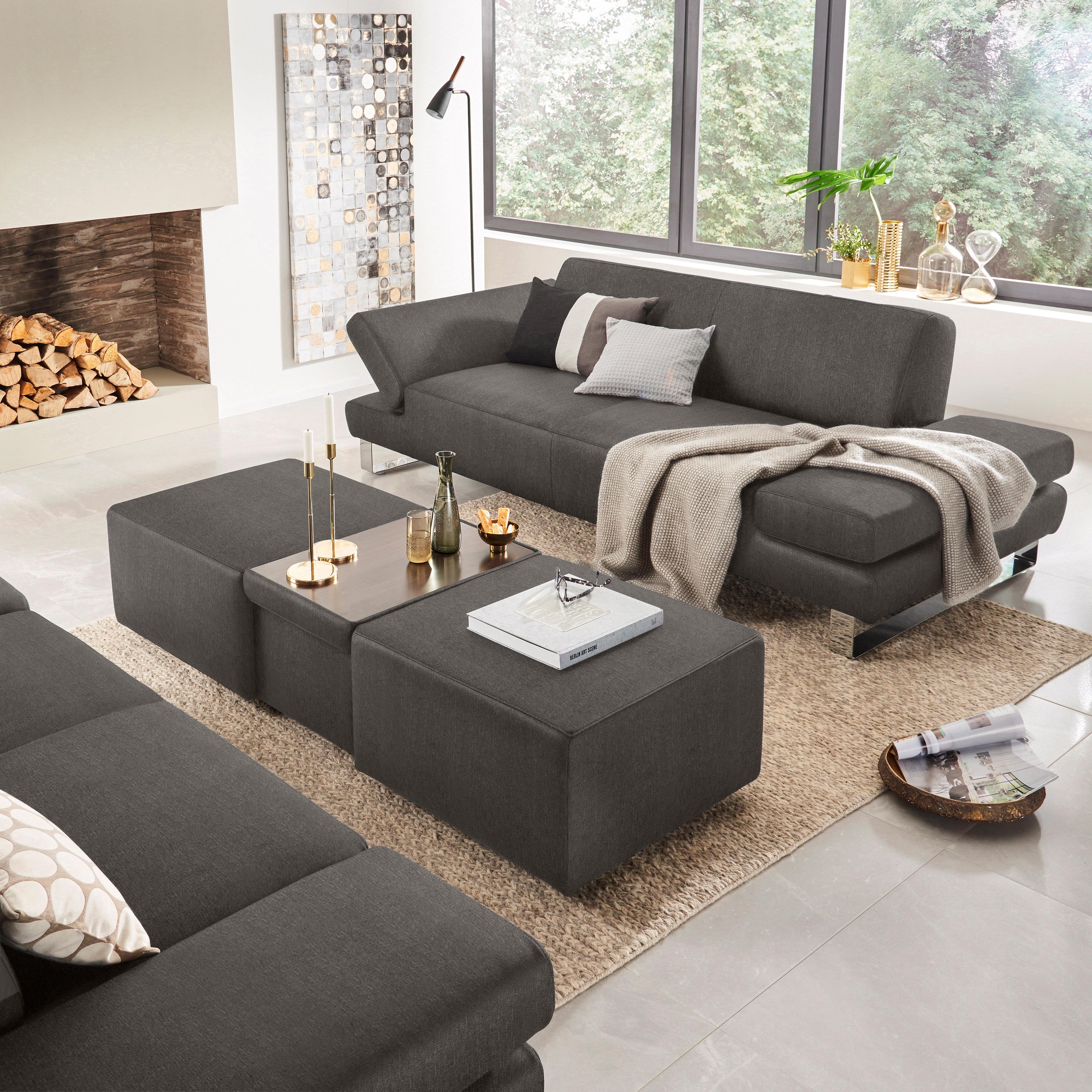 W.SCHILLIG 3-Sitzer »taboo Designsofa mit hohem Sitzkomfort«, mit Übertiefe, inklusive Armlehnenverstellung