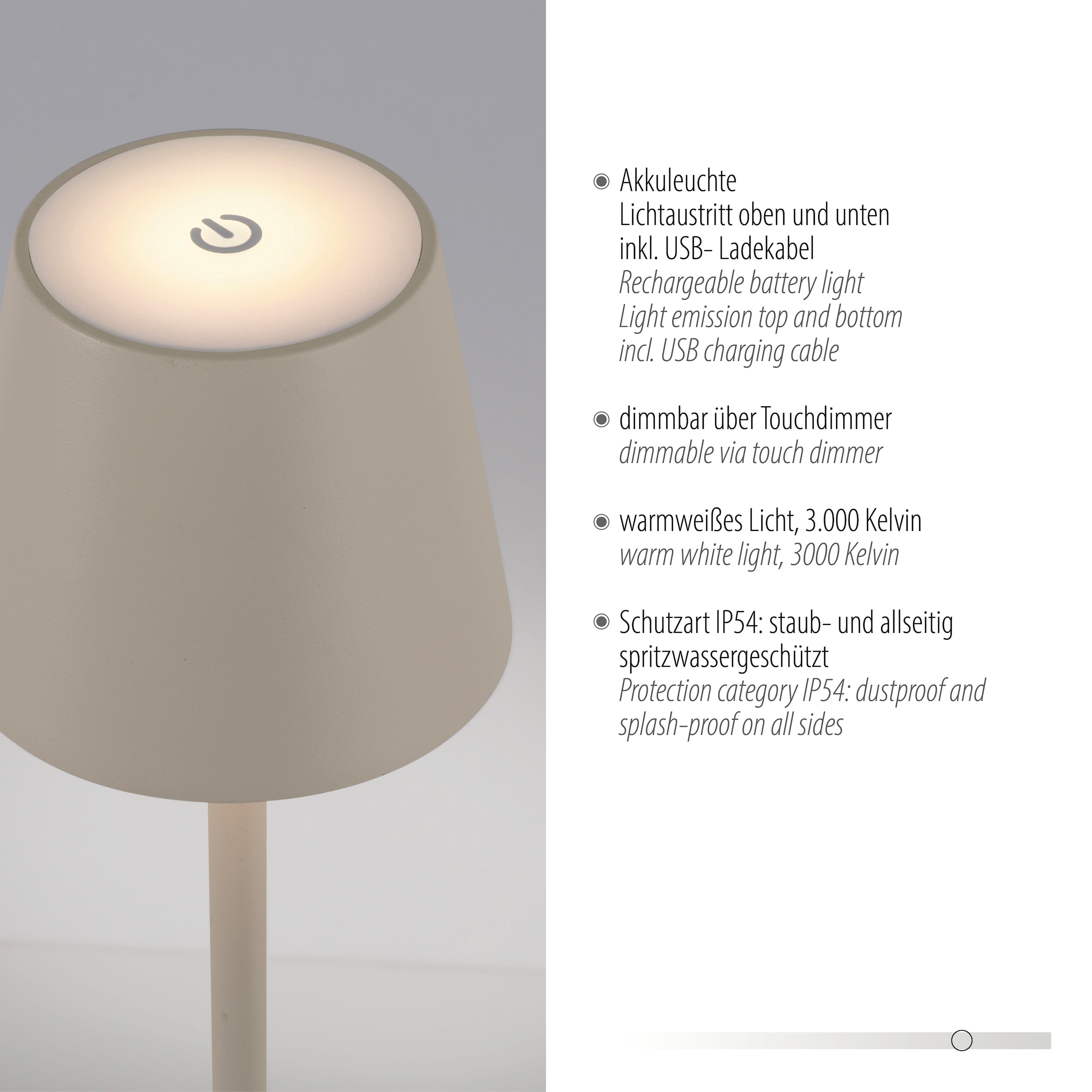 JUST LIGHT LED Tischleuchte »EURIA, 2er Set«, 1 flammig, Leuchtmittel LED-Board | LED fest integriert, LED Akku Tischlampe
