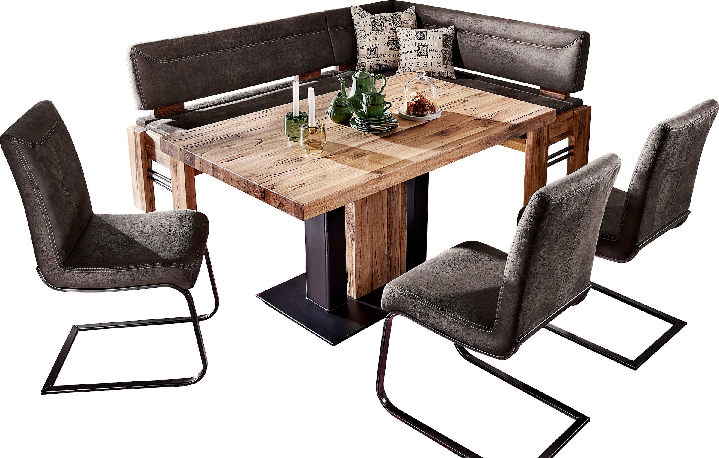 K+W Komfort & Wohnen Eckbankgruppe »Floyd« Set, 5 Stk. tlg. Stauraum-Eckban günstig online kaufen