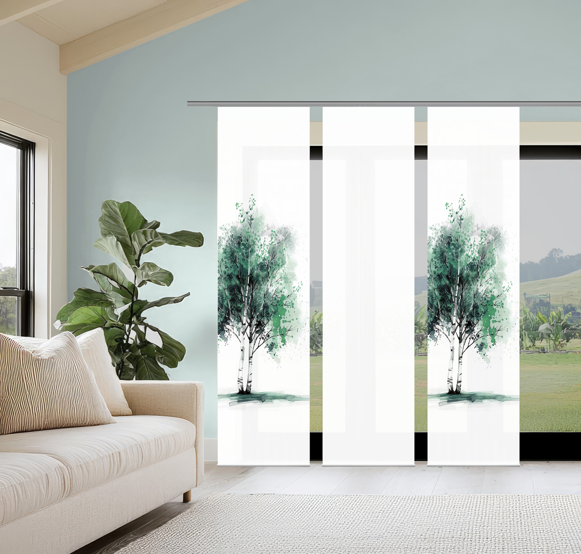 HOME WOHNIDEEN Schiebegardine »TREE« Paneelwagen 3 Stk. tlg. Schiebewand Se günstig online kaufen