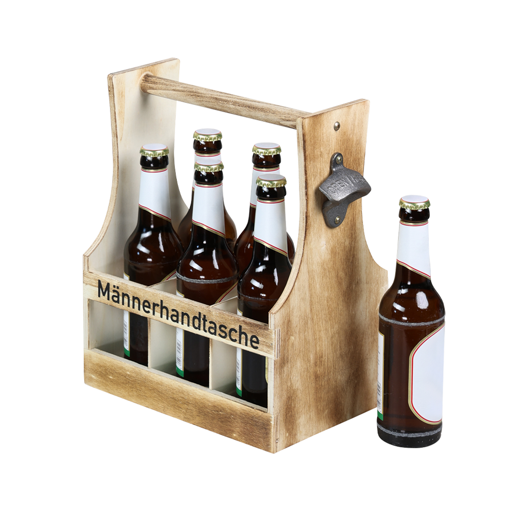 KESPER® Flaschenträger »Männerhandtasche, geflammt, Sperrholz, FSC« mit Flaschenöffner