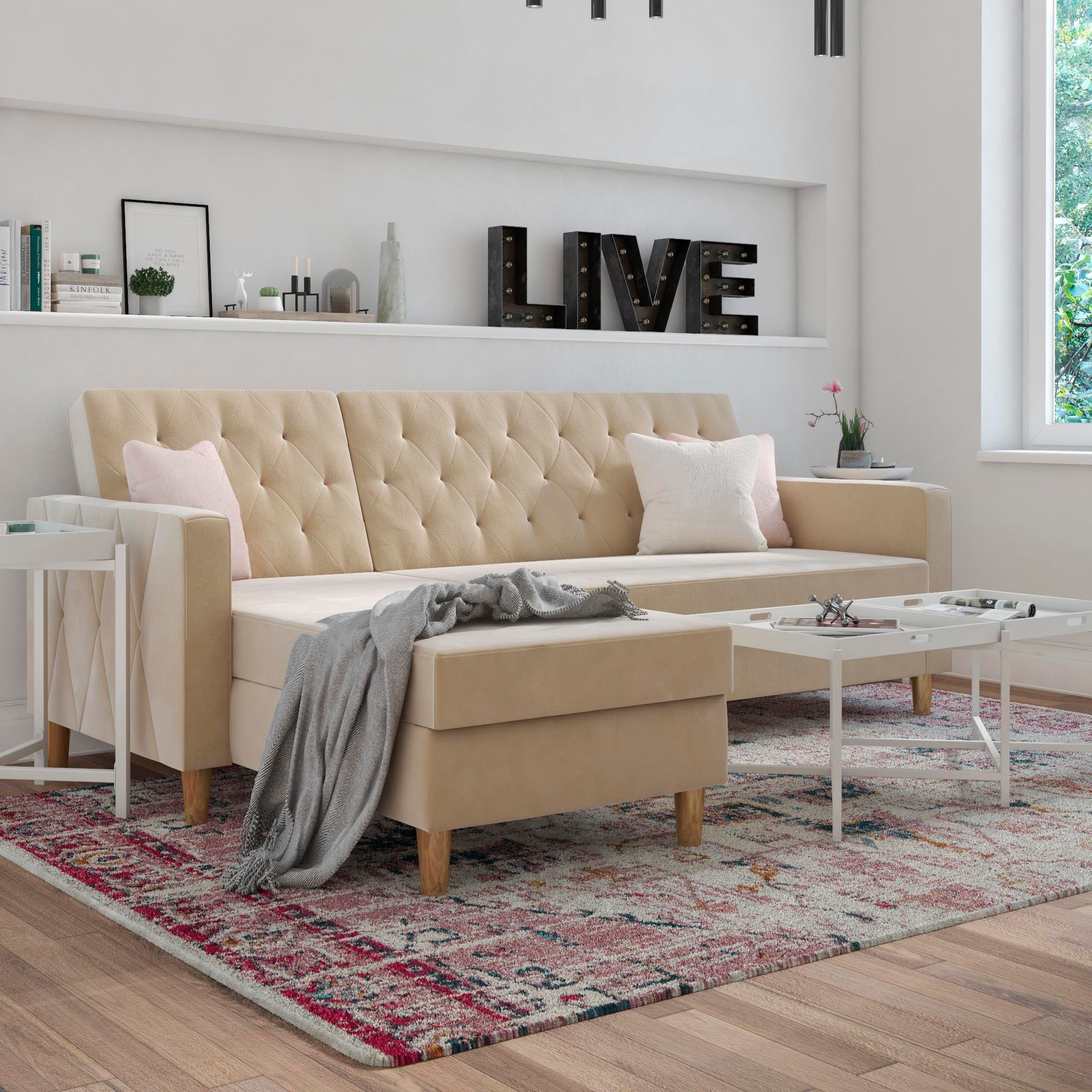 Cosmo Living Ecksofa »Liberty«, mit Schlafffunktion, Recamiere mit Stauraum beidseitig montierbar