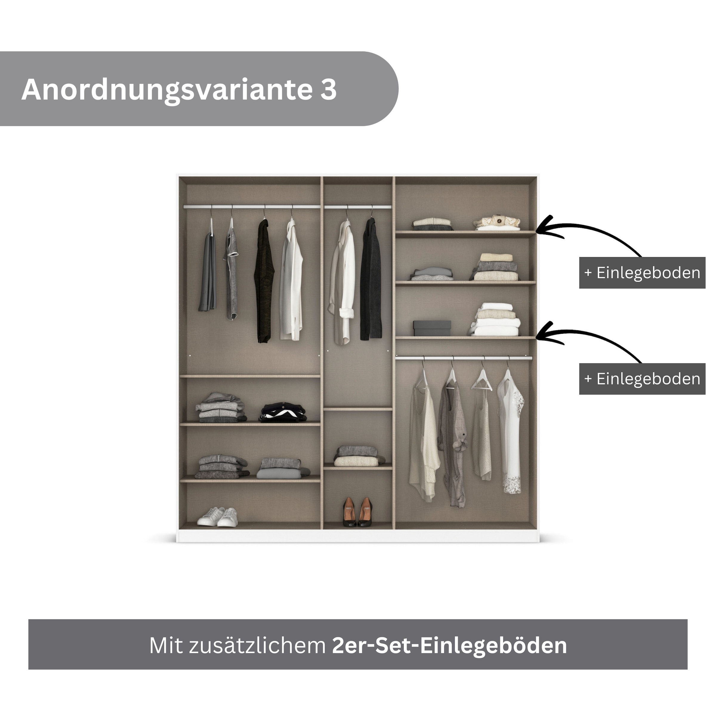 rauch Drehtürenschrank »Kleiderschrank Schrank Garderobe AGORDO mit Dekor- oder Hochglanzfront«, (in zwei Griff-Farben), durchdachte Innenausstattung, in 6 Breiten und 2 Höhen MADE IN GERMANY