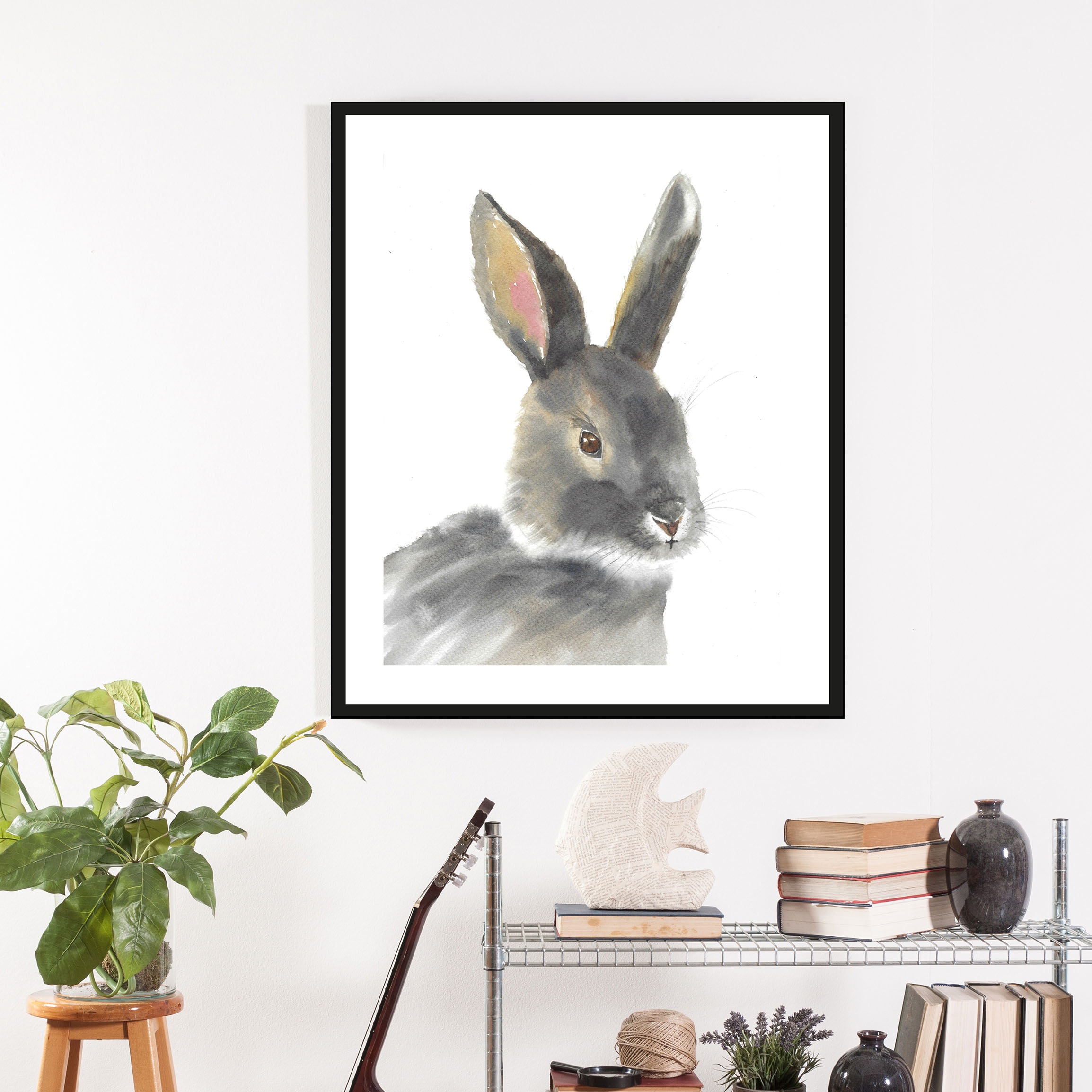 queence Bild »Alexo«, Hase-Hasen-Haustiere-Kunst, (1 St.), mit Rahmen, schw günstig online kaufen