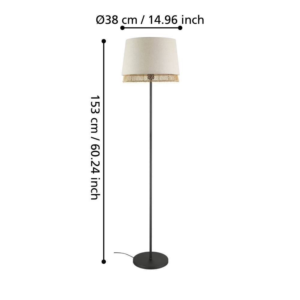 EGLO Stehlampe »TABLEY«, 1 flammig, Leuchtmittel E27 | ohne Leuchtmittel, Stehleuchte, Metall in Schwarz, Bambus und Leinen, E27 Fassung, 150 cm