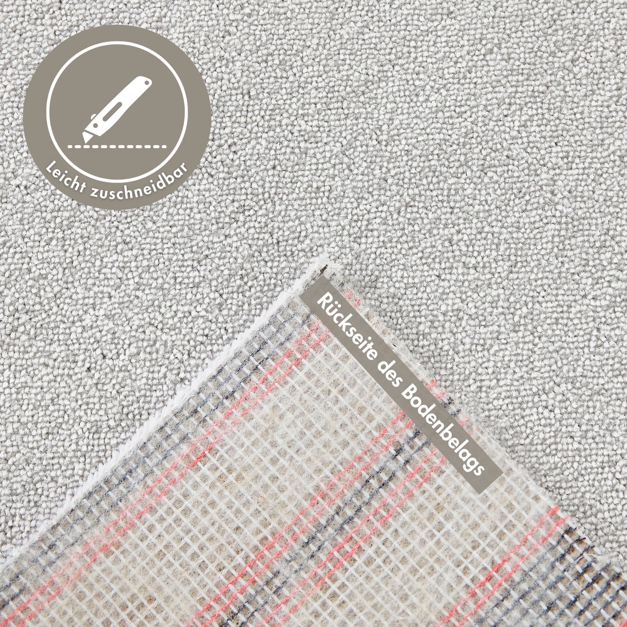 Andiamo Teppichboden »Florenz, Schlinge, Made in Belgium«, rechteckig, 8 mm Höhe, Uni-Farben, Breite 400 cm, strapazierfähig & robust
