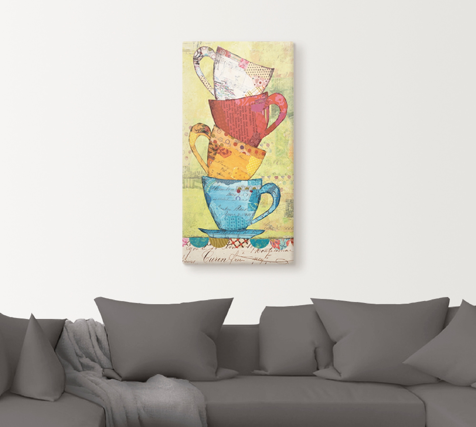 Artland Wandbild »Komm zum Kaffee«, Geschirr & Besteck, (1 St.), als Leinwa günstig online kaufen