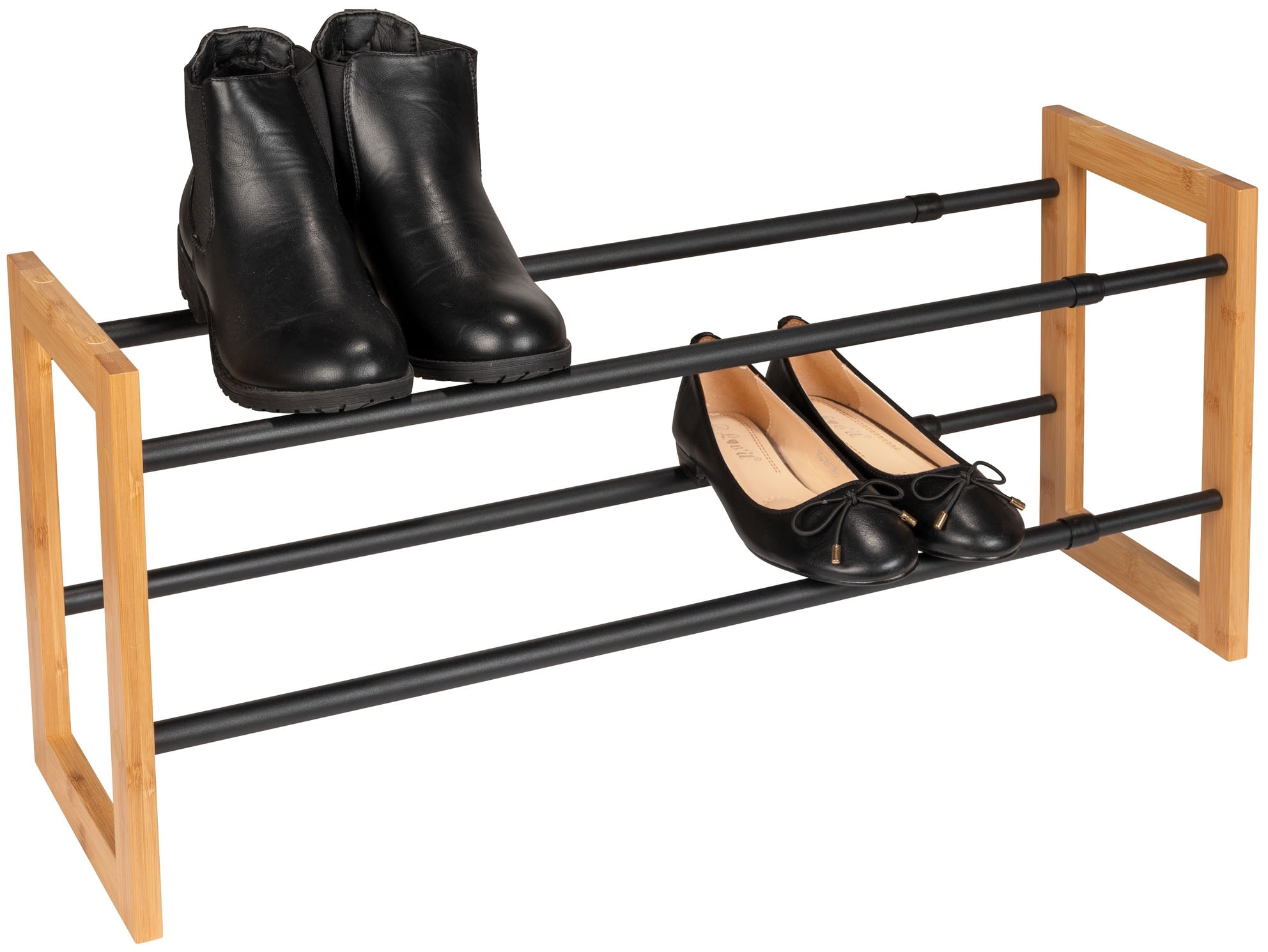 WENKO Schuhregal »Modell Ecori«, Schuhschrank mit 2 Ablagen, schmal, ausziehbar und stapelbar