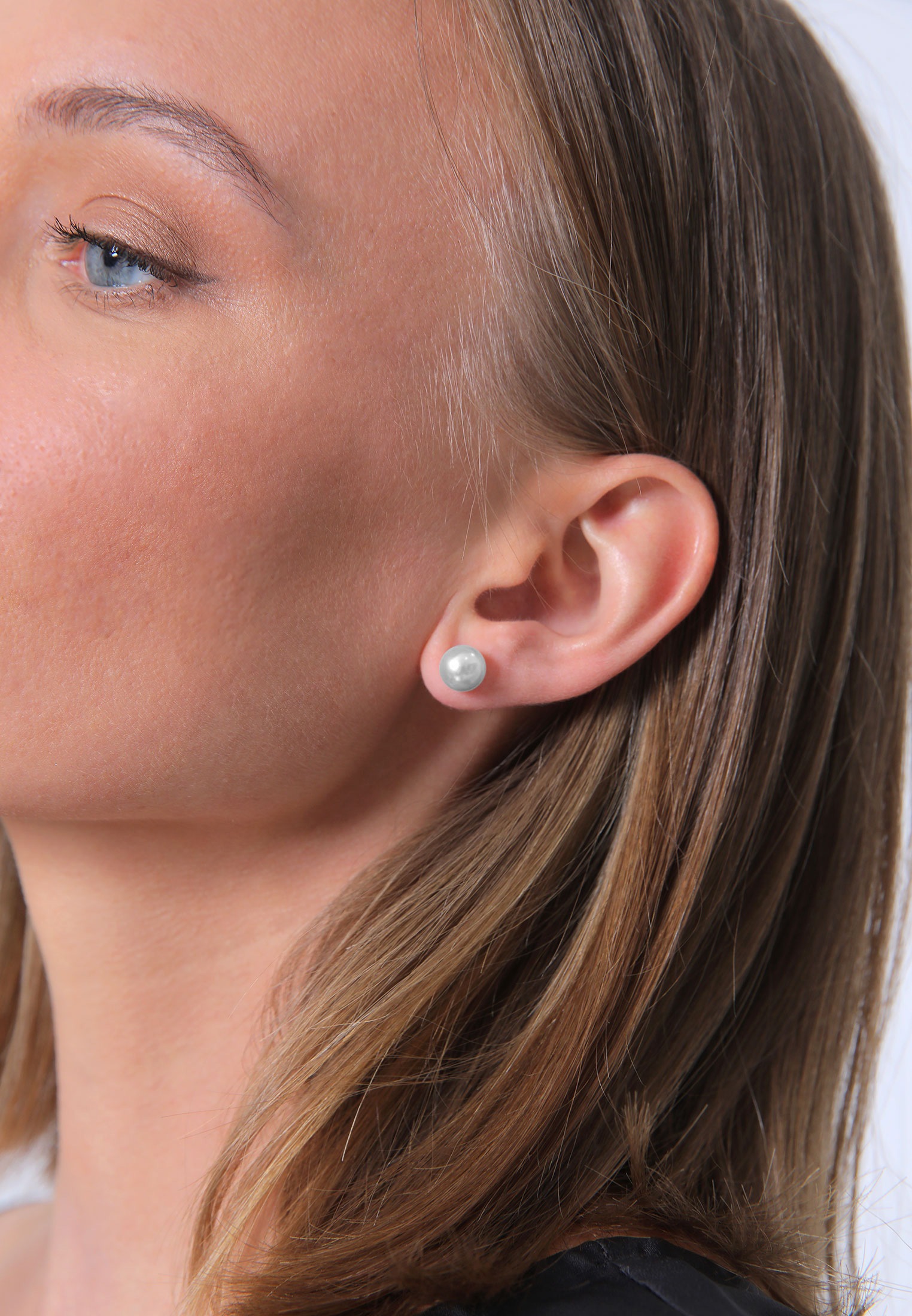 Nenalina Paar Ohrstecker »Basic Synthetische Perle 925 Silber«