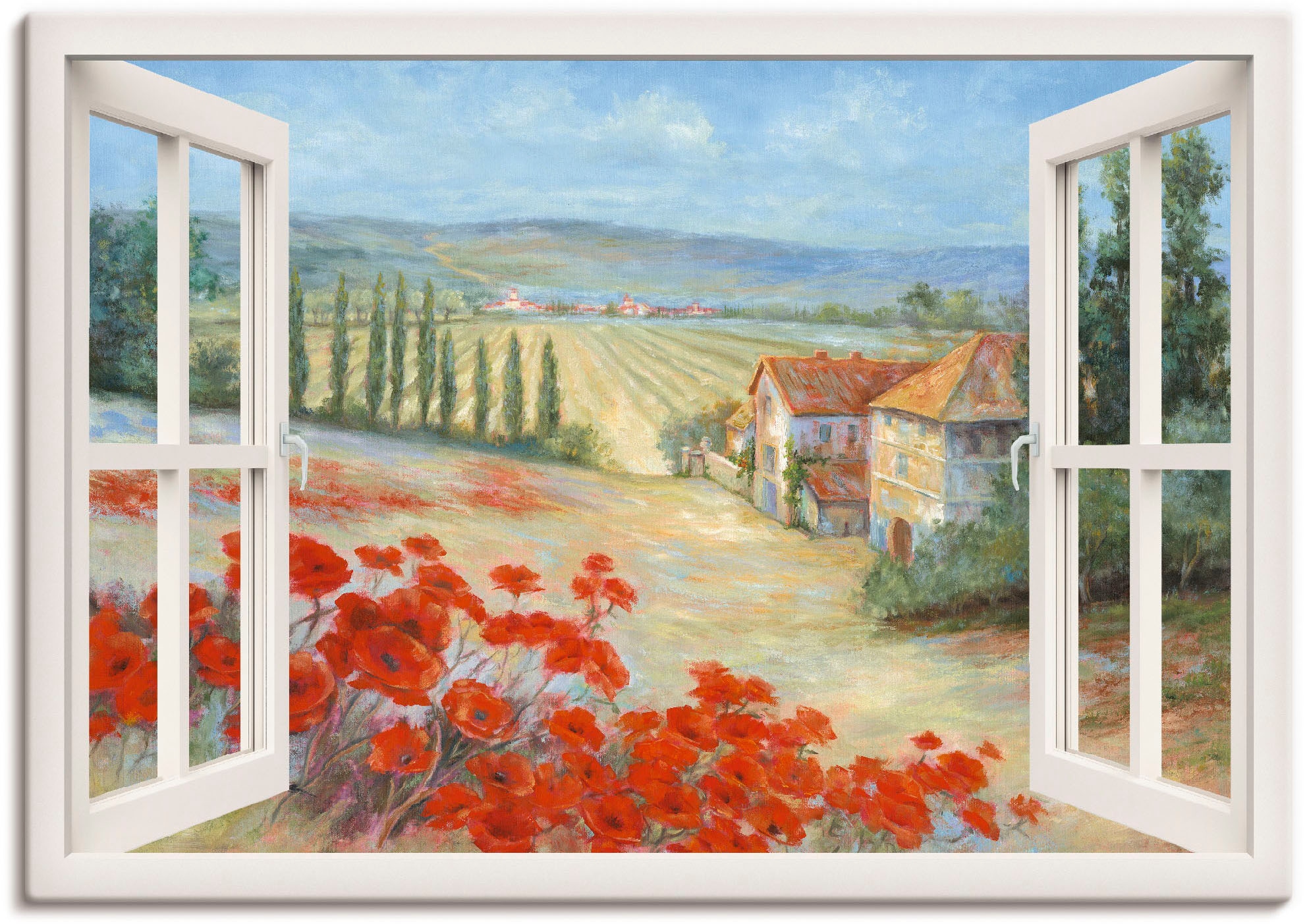 Artland Leinwandbild »Mohnlandschaft« Fensterblick 1 Stk. tlg. auf Holzrahm günstig online kaufen