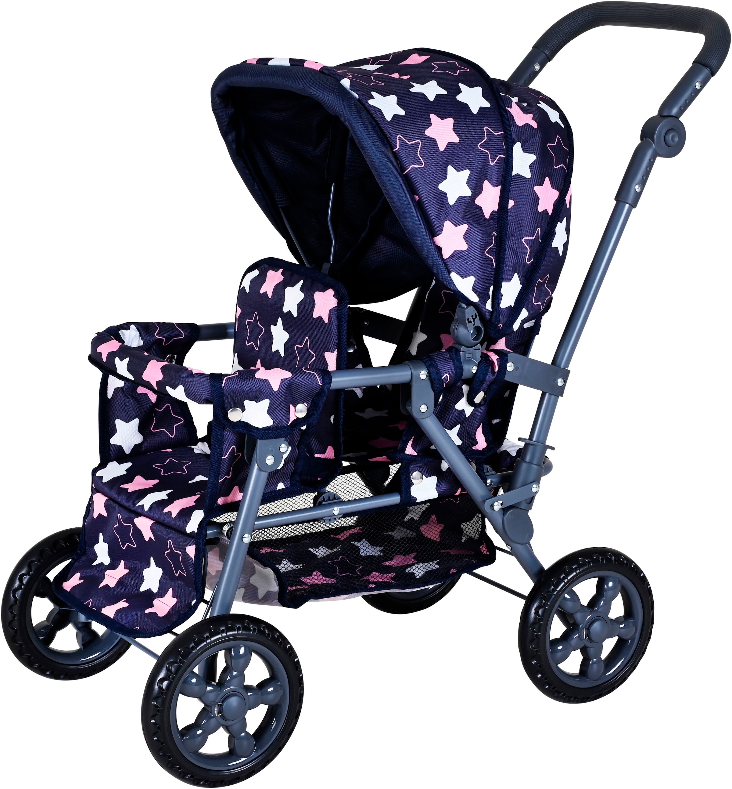 Knorrtoys® Zwillingspuppenwagen »Big Twin - star blue pink«