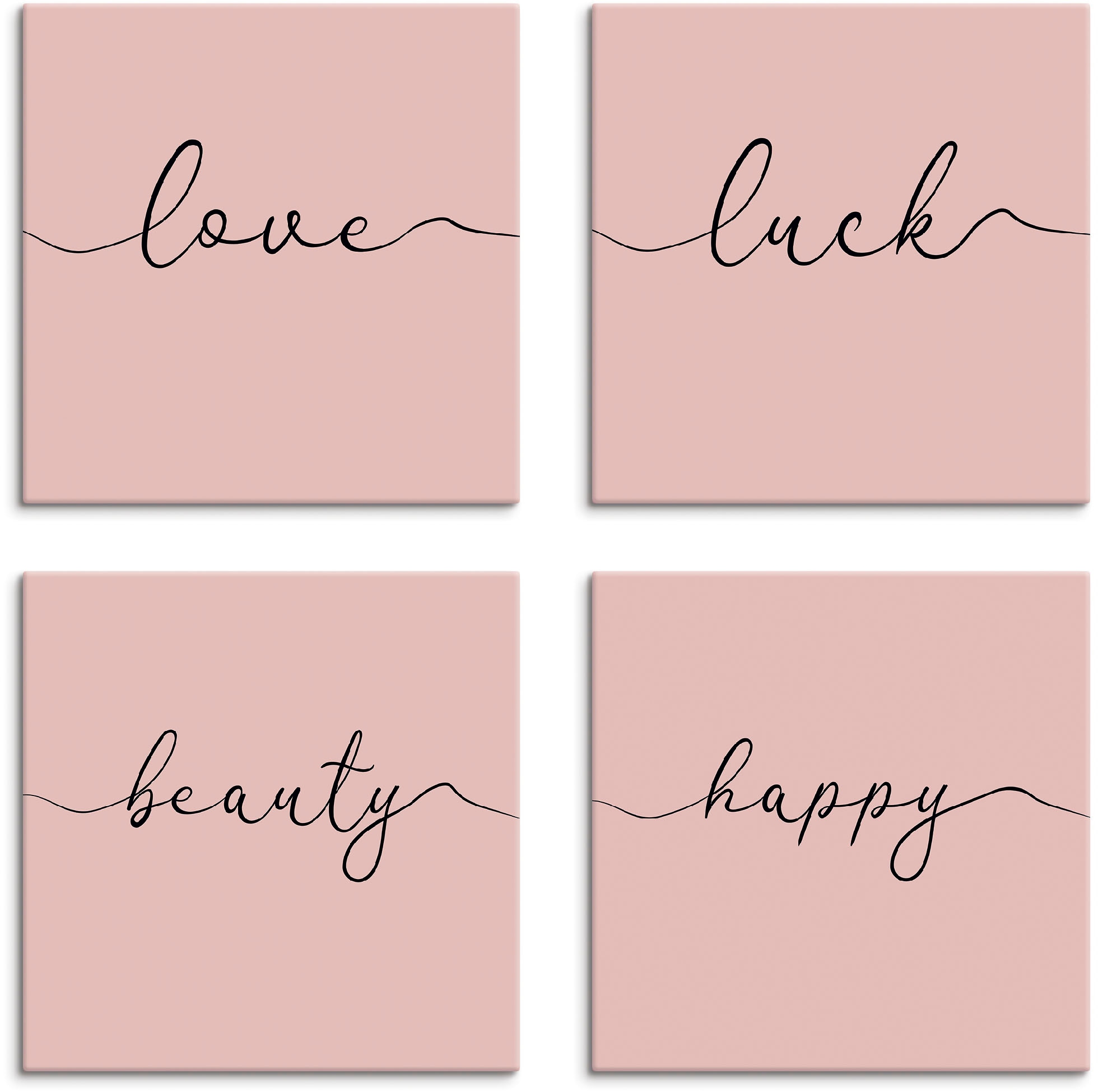 Artland Leinwandbild »Liebe Glück Schönheit Frohsinn«, Sprüche & Texte, (4 günstig online kaufen