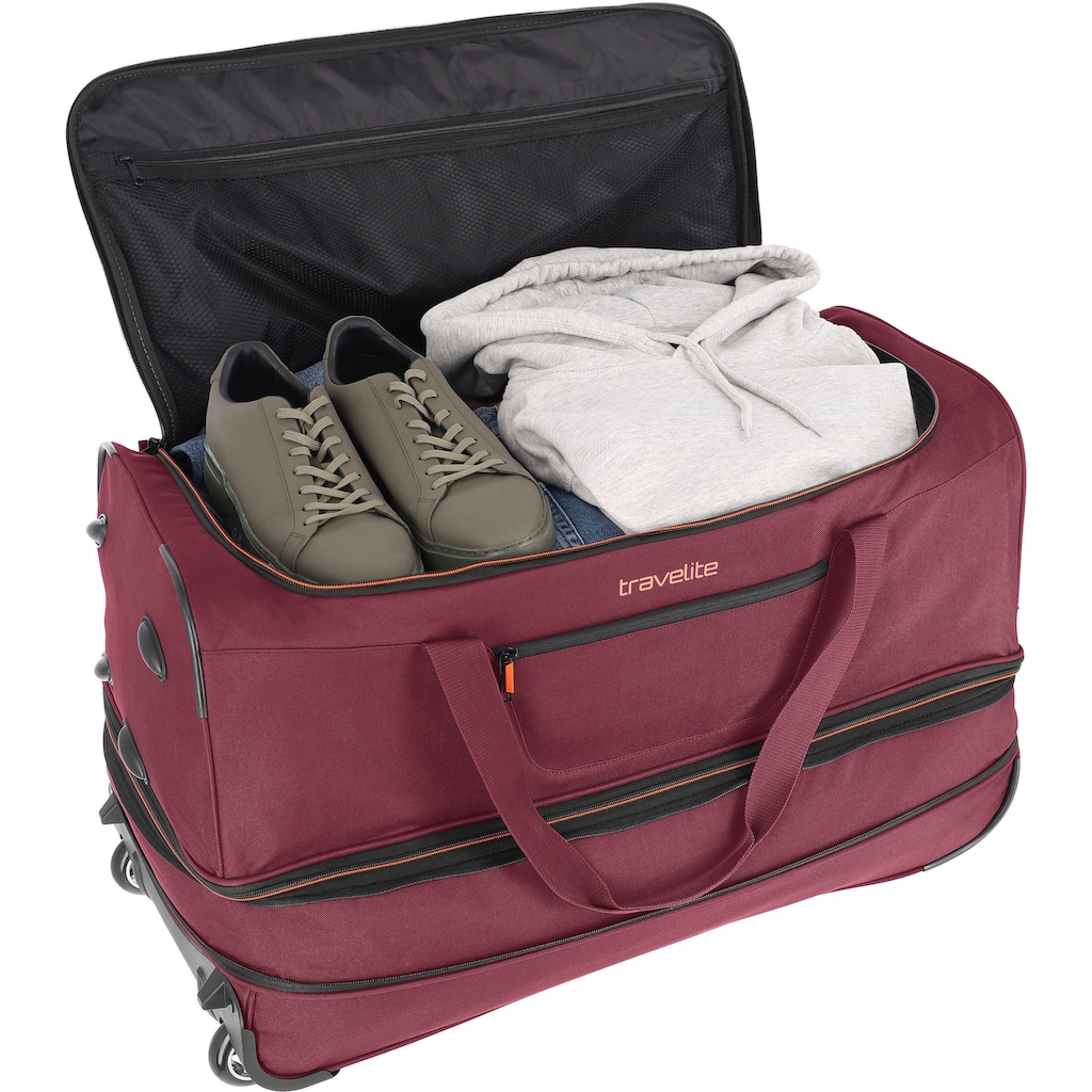 travelite Reisetasche »Basics, 70 cm, bordeaux«, Duffle Bag Reisegepäck Sporttasche Reisebag mit Trolleyfunktion