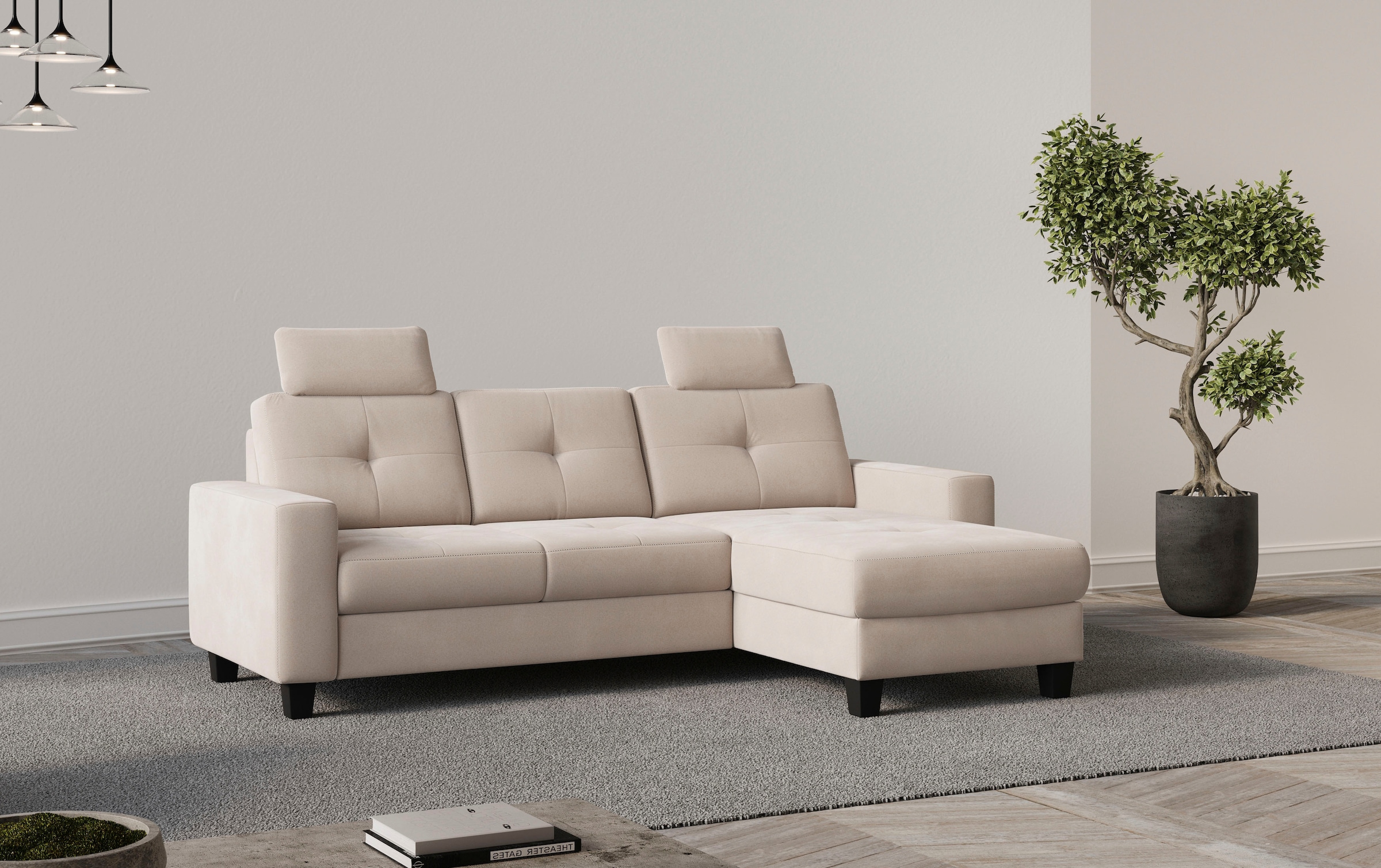 Places of Style Ecksofa »Varese L-Form«, wahlweise mit Bettfunktion und Bet günstig online kaufen