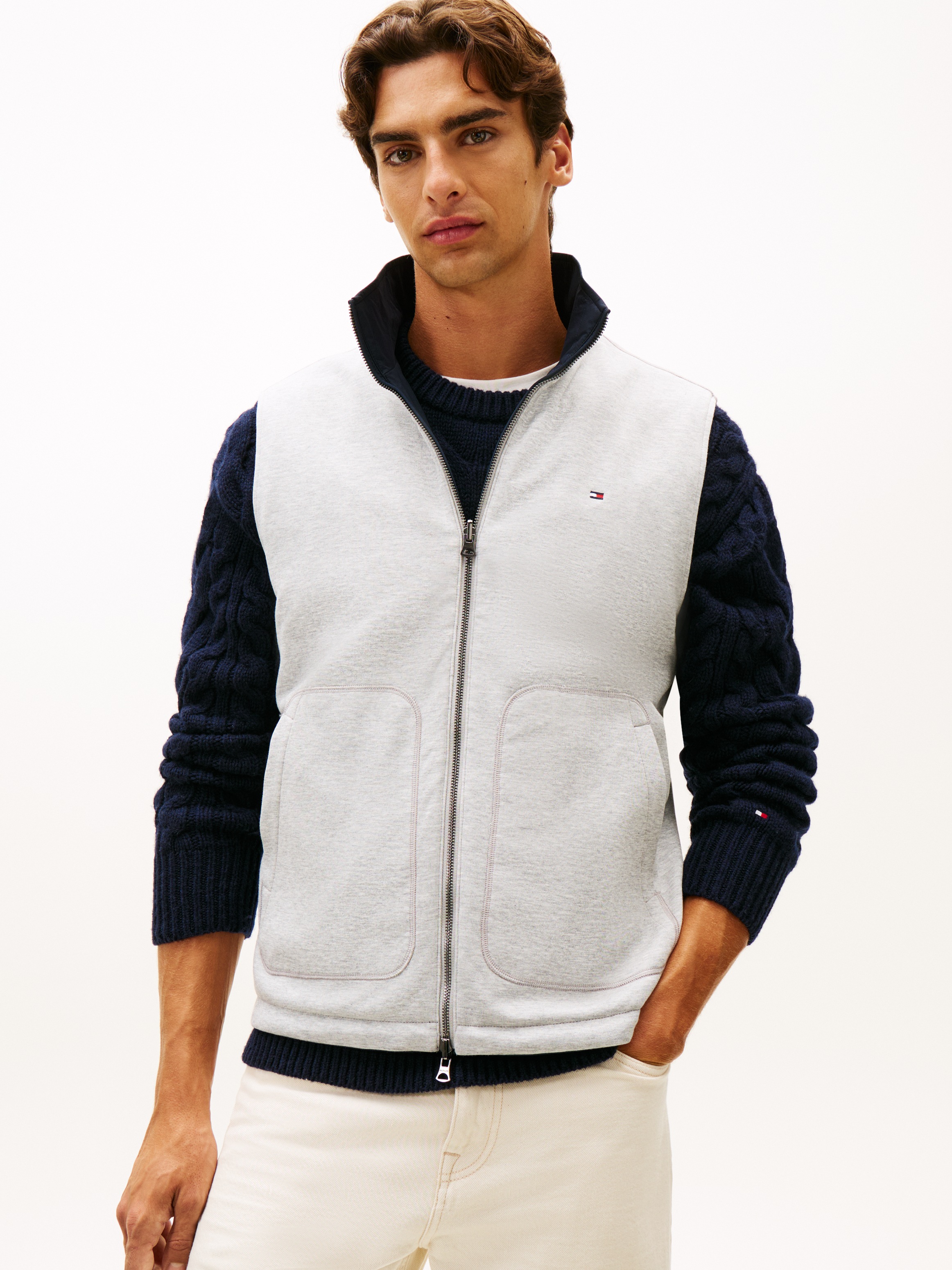 Tommy Hilfiger Wendeweste »LW REVERSIBLE« von beiden Seiten tragbar, Stehkragen, 2-Wege-Reißverschluss