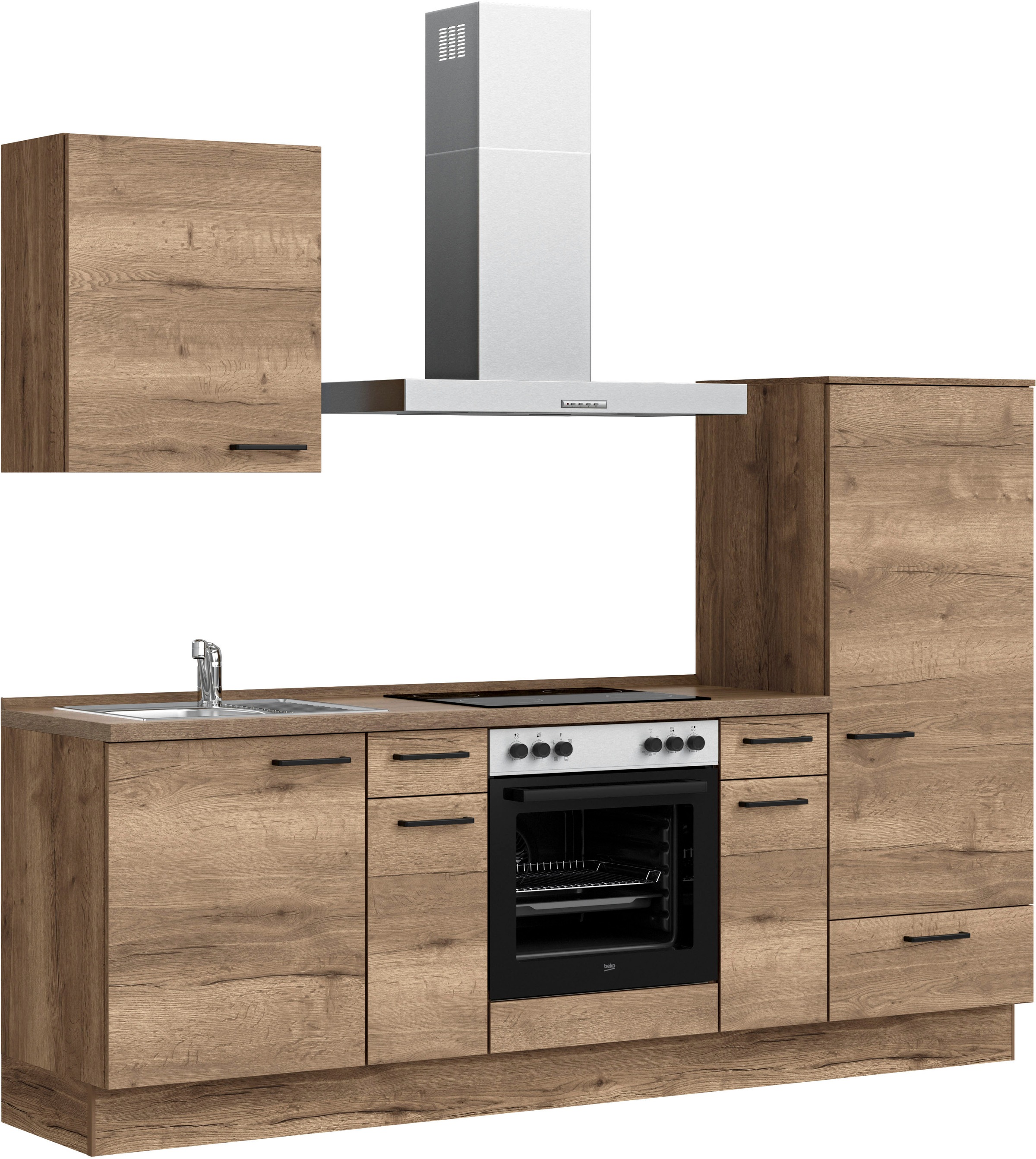 nobilia® Küchenzeile »"Structura I"« vormontiert, Ausrichtung wählbar, Breite 240 cm, wahlw. mit E-Geräten