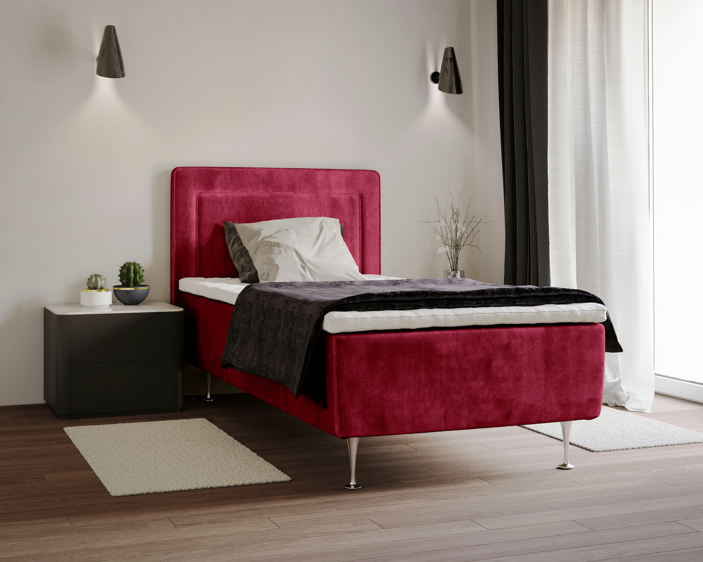 Boxspringbett »Hacer«, Topper, H2 oder H3 und in Breiten 70,80,90,120,140,160,180 wählbar