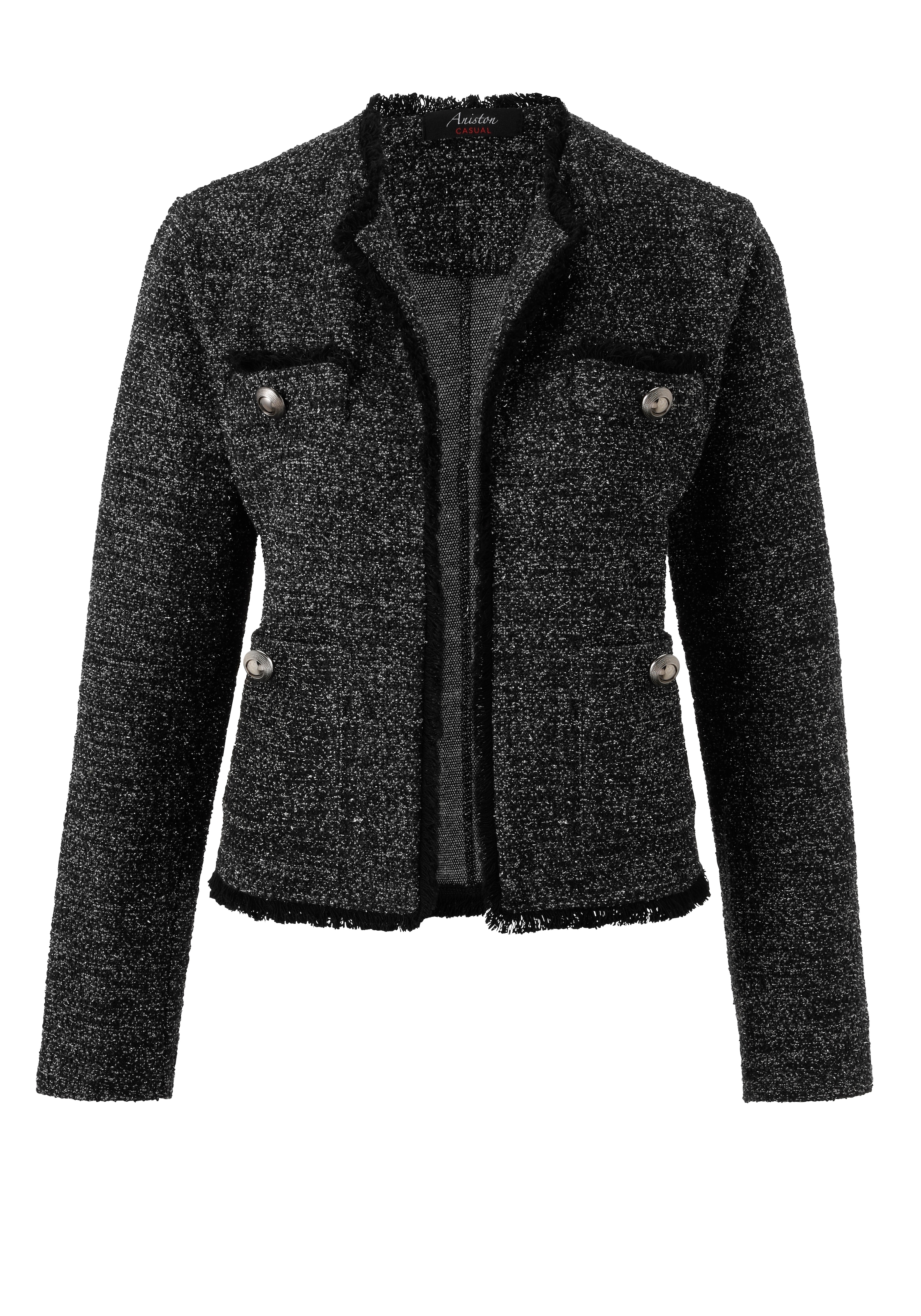 Aniston CASUAL Kurzblazer, aus meliertem Bouclé-Jacquard mit Glanzfäden - NEUE KOLLEKTION