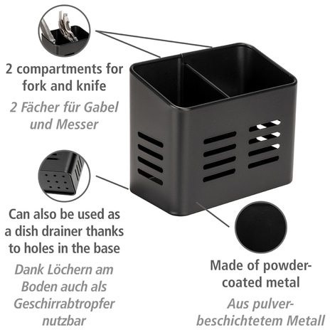 WENKO Besteckkorb »Modell Baco«, (Set, 2 tlg.), Utensilienhalter für den Esstisch mit Serviettenhalter, Metall