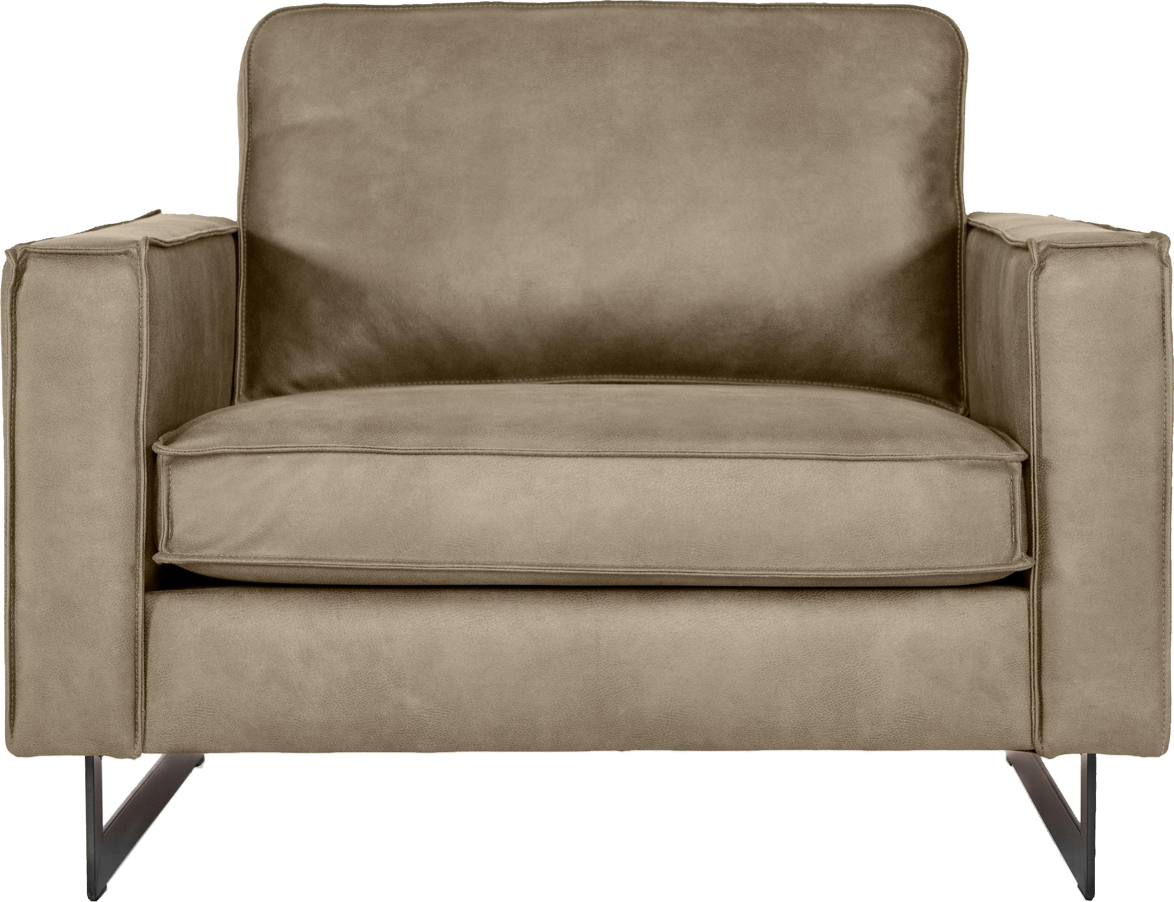 Places of Style Loveseat »Pinto 105 cm, Cord, Chenille, Lederoptik«, mit Keder, Metallfüßen und auch in Cord Bezug erhältlich