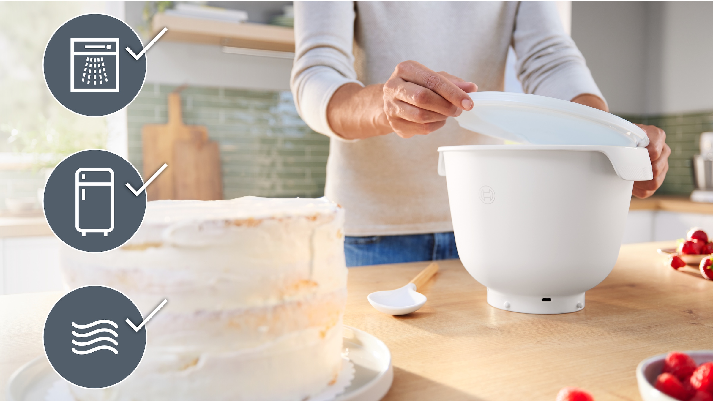 BOSCH Küchenmaschinenschüssel »MUZS6KR«, für bis zu 3,5 kg Rührteig, spülmaschinenfest, BPA-frei