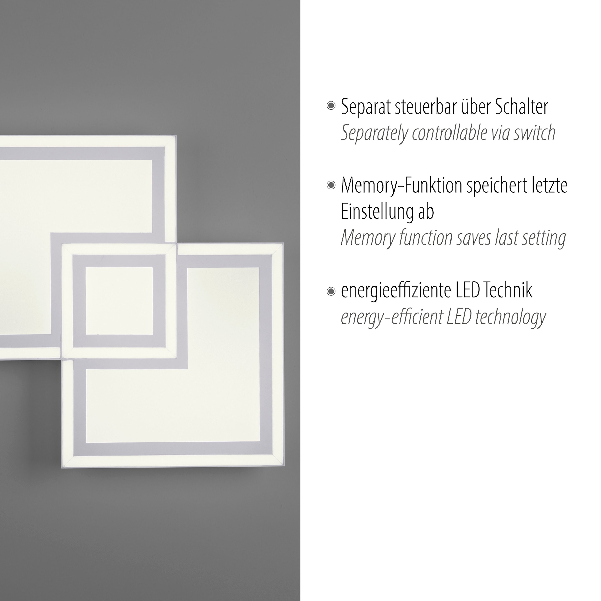 JUST LIGHT LED Deckenleuchte »BEDGING« LED-Board 1 Stk. Warmweiß