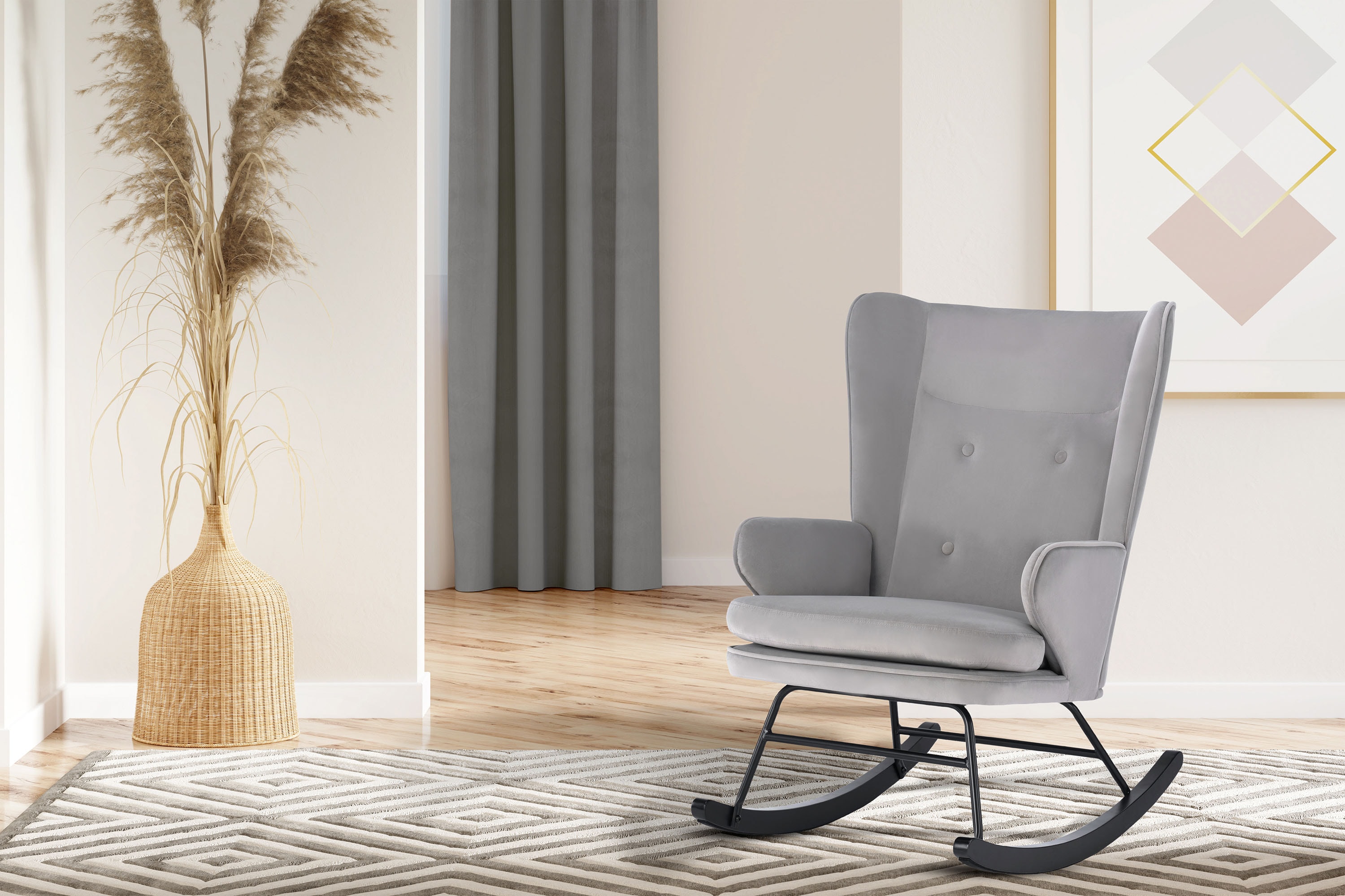 Kayoom Schaukelstuhl »Melorie 125, Metallgestell mit Kufen aus Holz« () 1 S günstig online kaufen