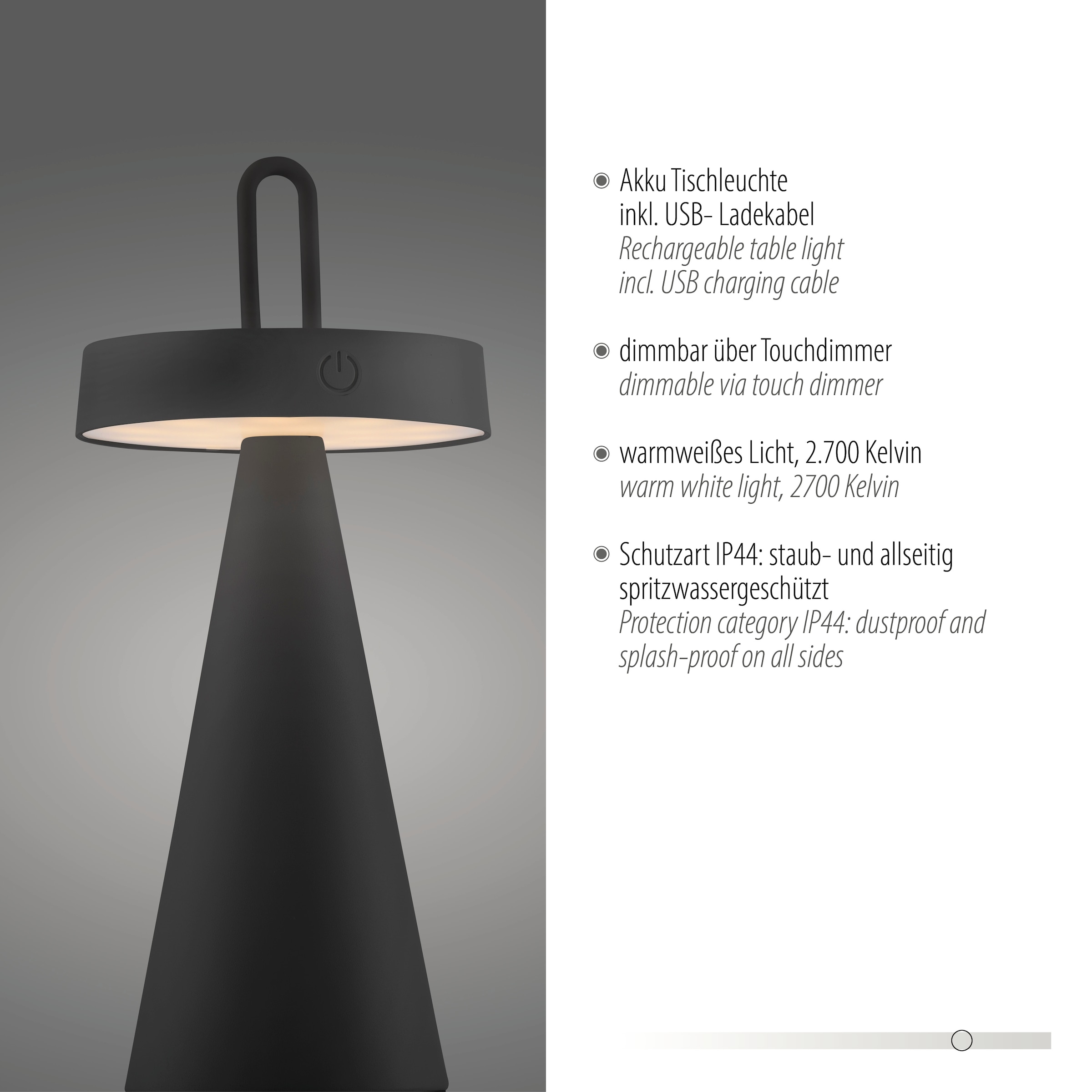 JUST LIGHT Tischleuchte »ALWA«, 1 flammig, Leuchtmittel LED-Modul | LED fest integriert, Akkuleuchte
