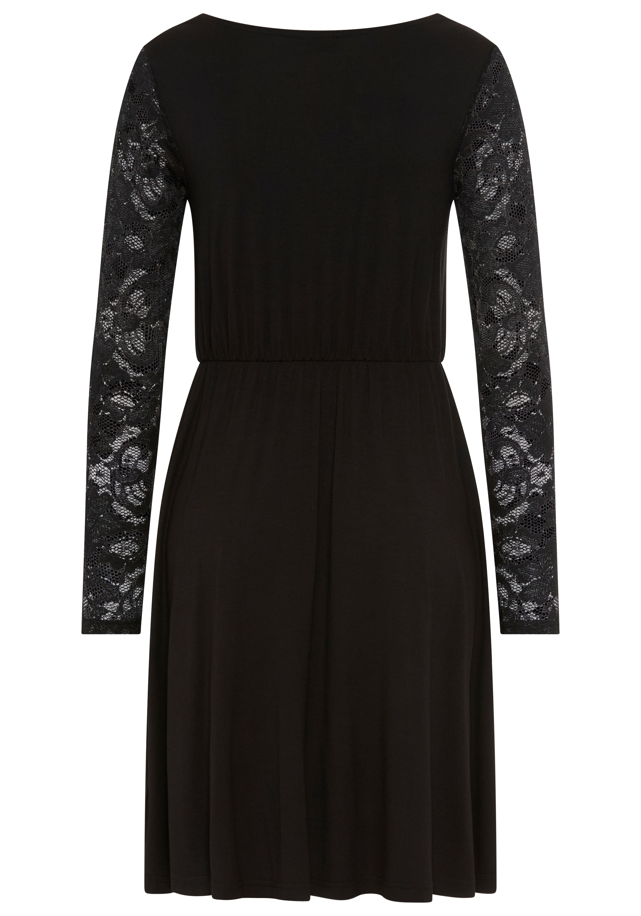 Laura Scott Spitzenkleid »mit elastischer Taille« aus Viskose-Jersey, figurbetonte Passform mit schwingendem Rock