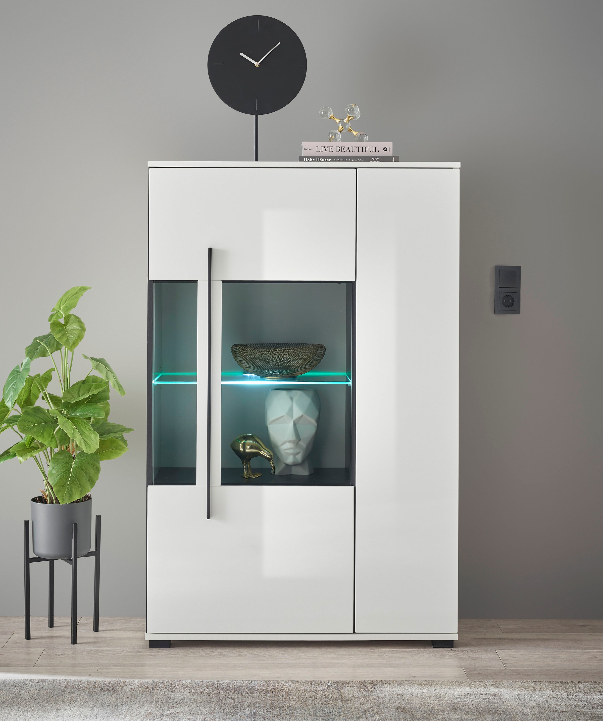 INOSIGN Vitrine »Cantara, Vitrinenschrank in Eiche Evoke oder weiß, Standvi günstig online kaufen